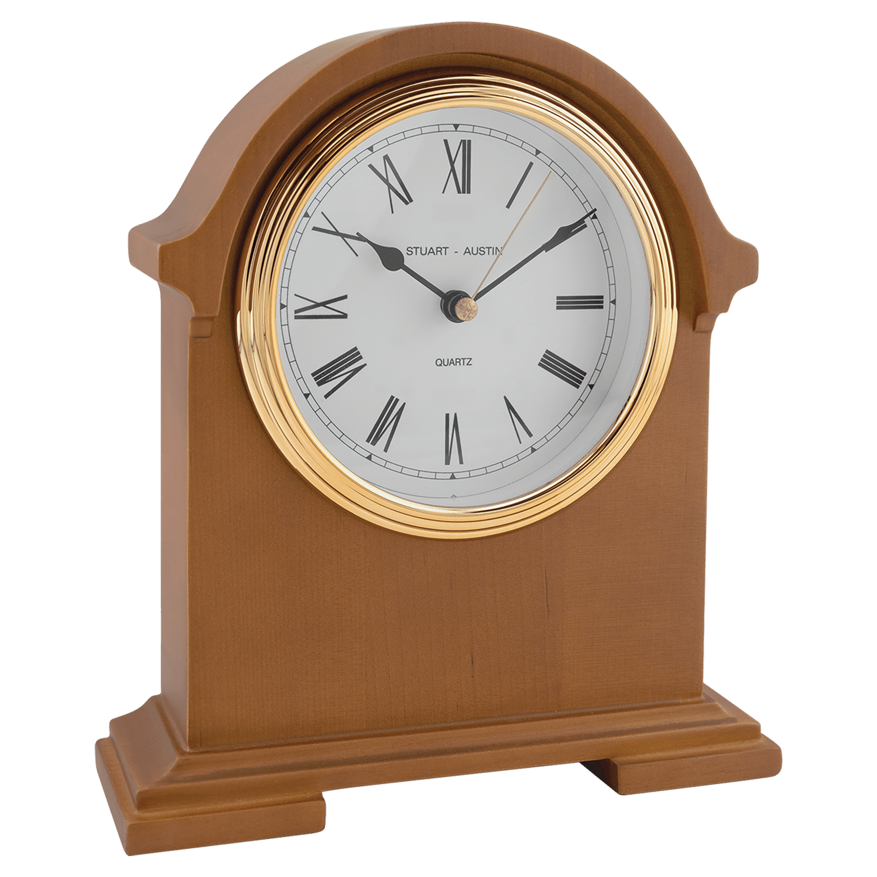 7 1/2" x 8 1/2" Napolean Clock,Traditional Style, Deep Hand Rubbed Mahogany Finish-Plate Not Included