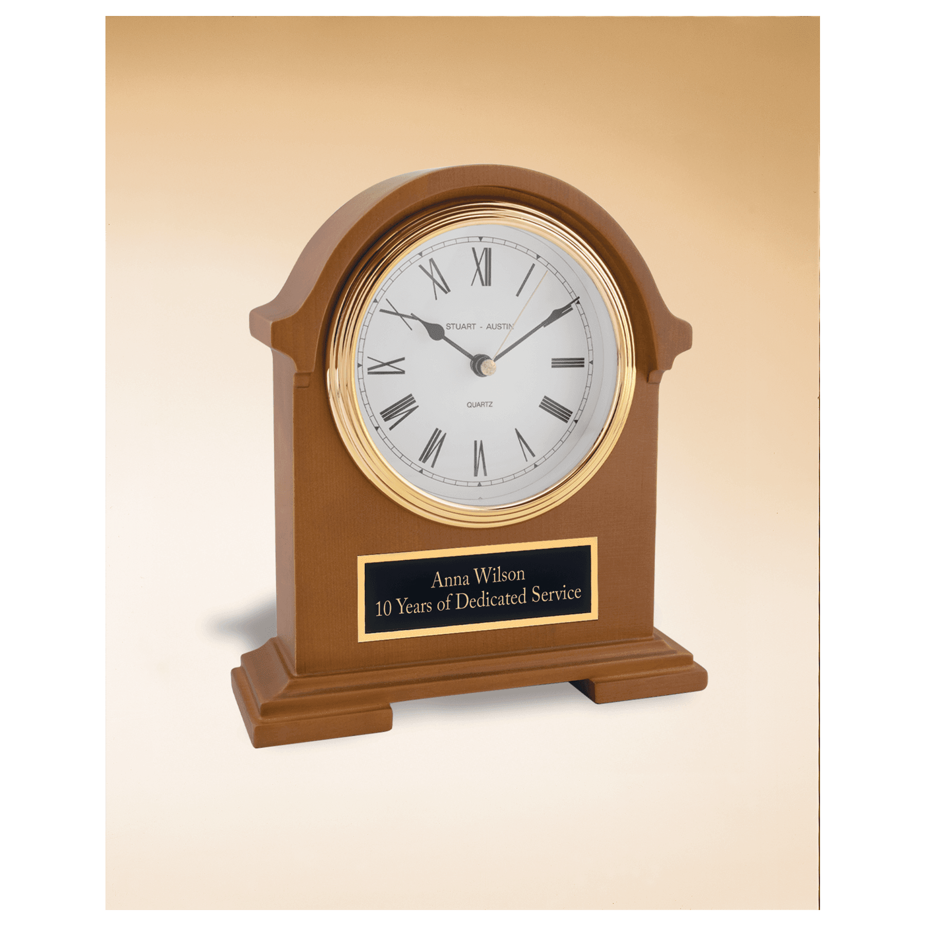 7 1/2" x 8 1/2" Napolean Clock,Traditional Style, Deep Hand Rubbed Mahogany Finish with Black Plate