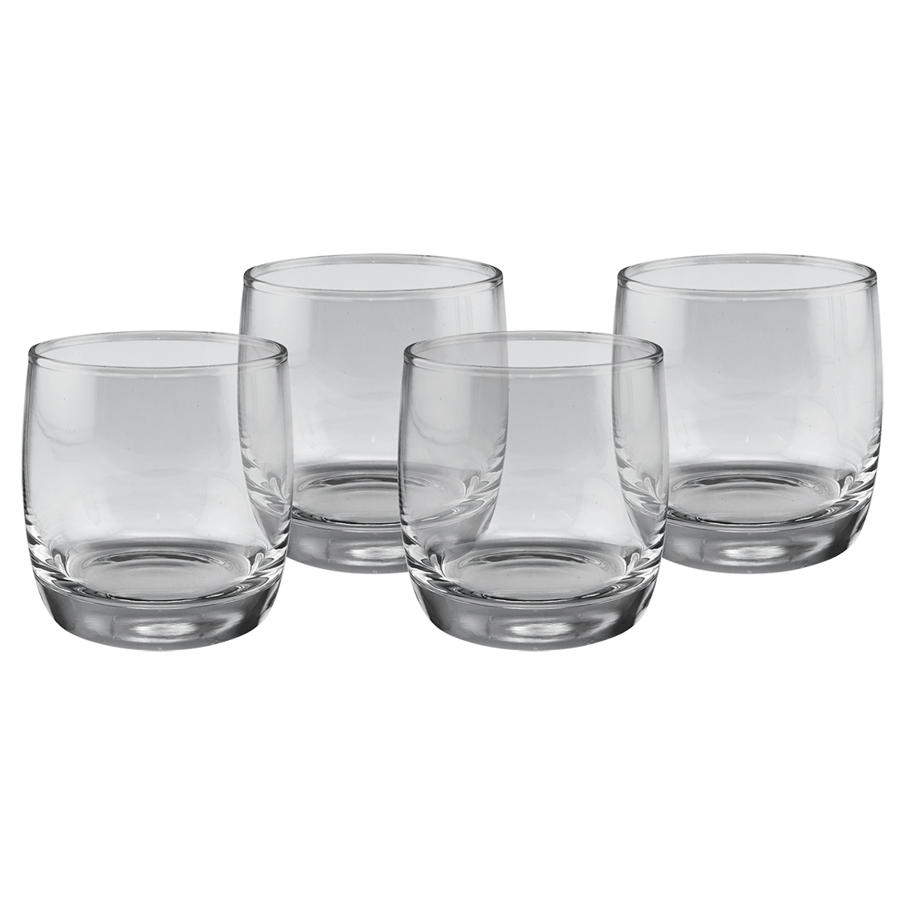 Four Polar Camel 10 oz. Round Rocks Glasses in Black Gift Box with Printed Paper Sleeve