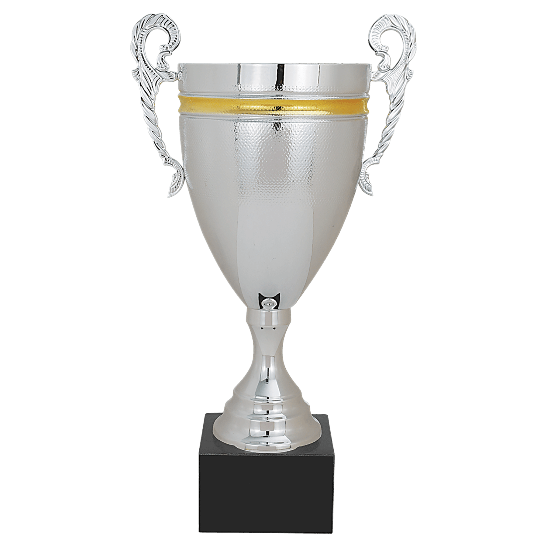 16 3/4" Silver/Gold Completed Metal Cup with Black Marble Base