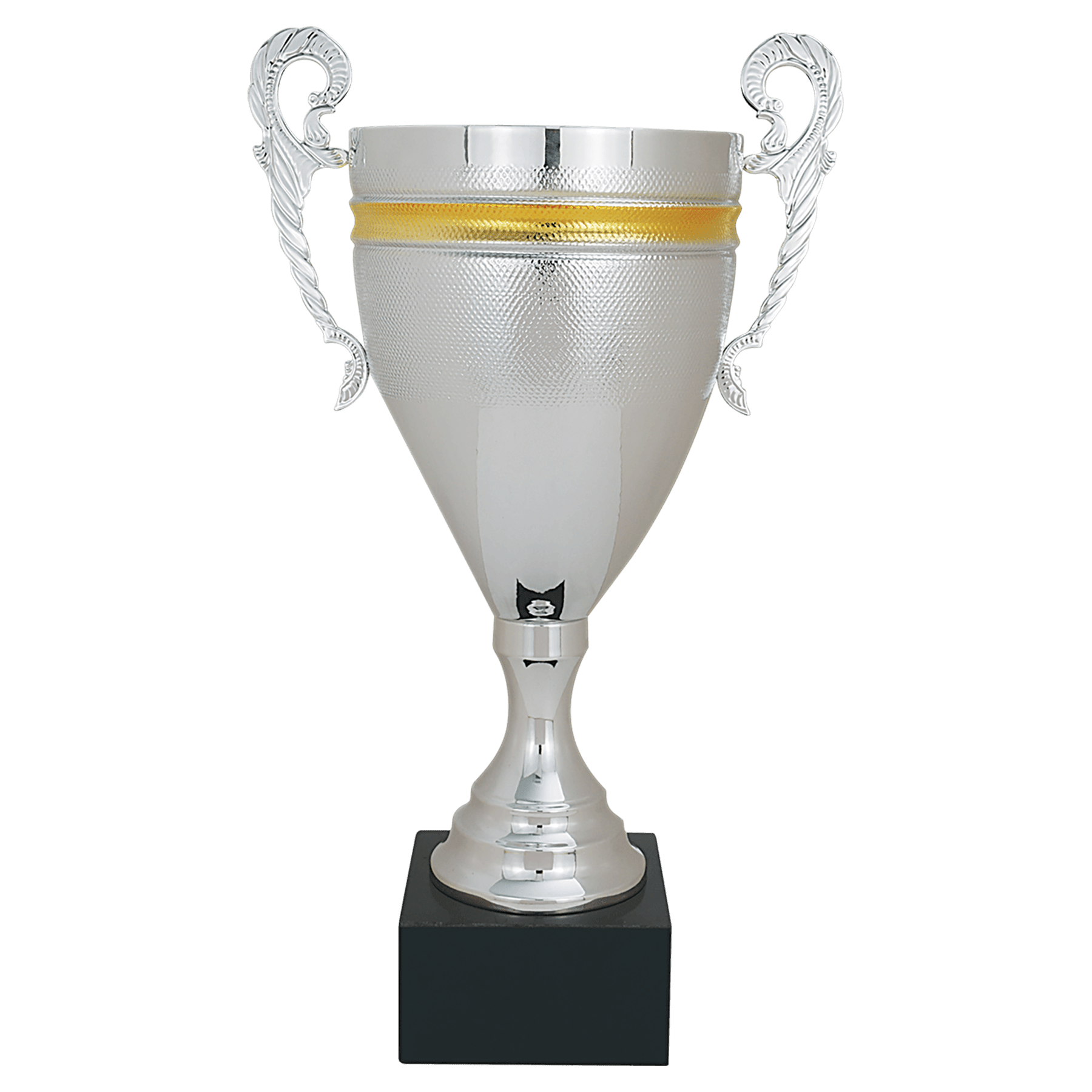 17 3/4" Silver/Gold Completed Metal Cup with Black Marble Base