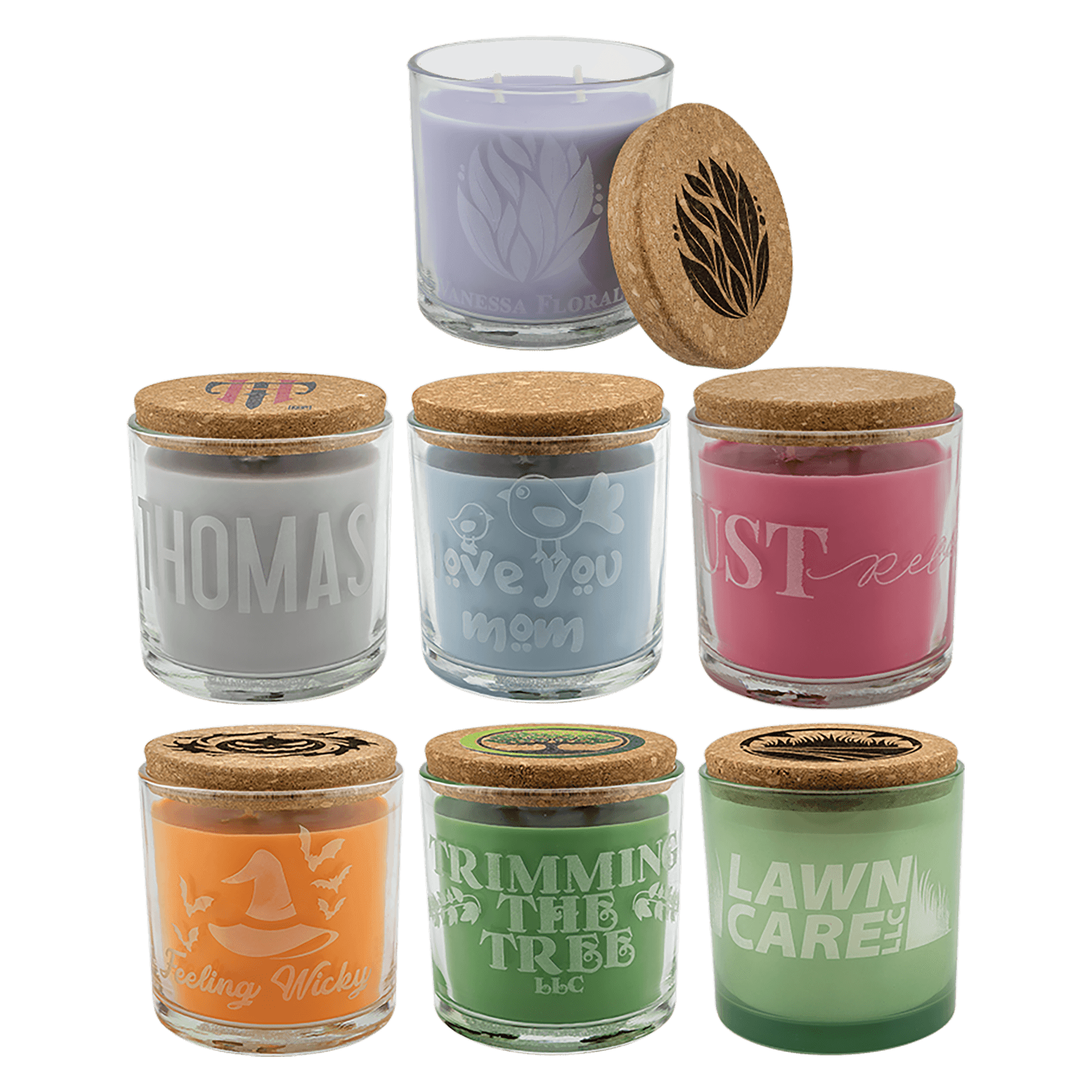 14 oz. Candle in Glass Holder with Cork Lid Sample Set