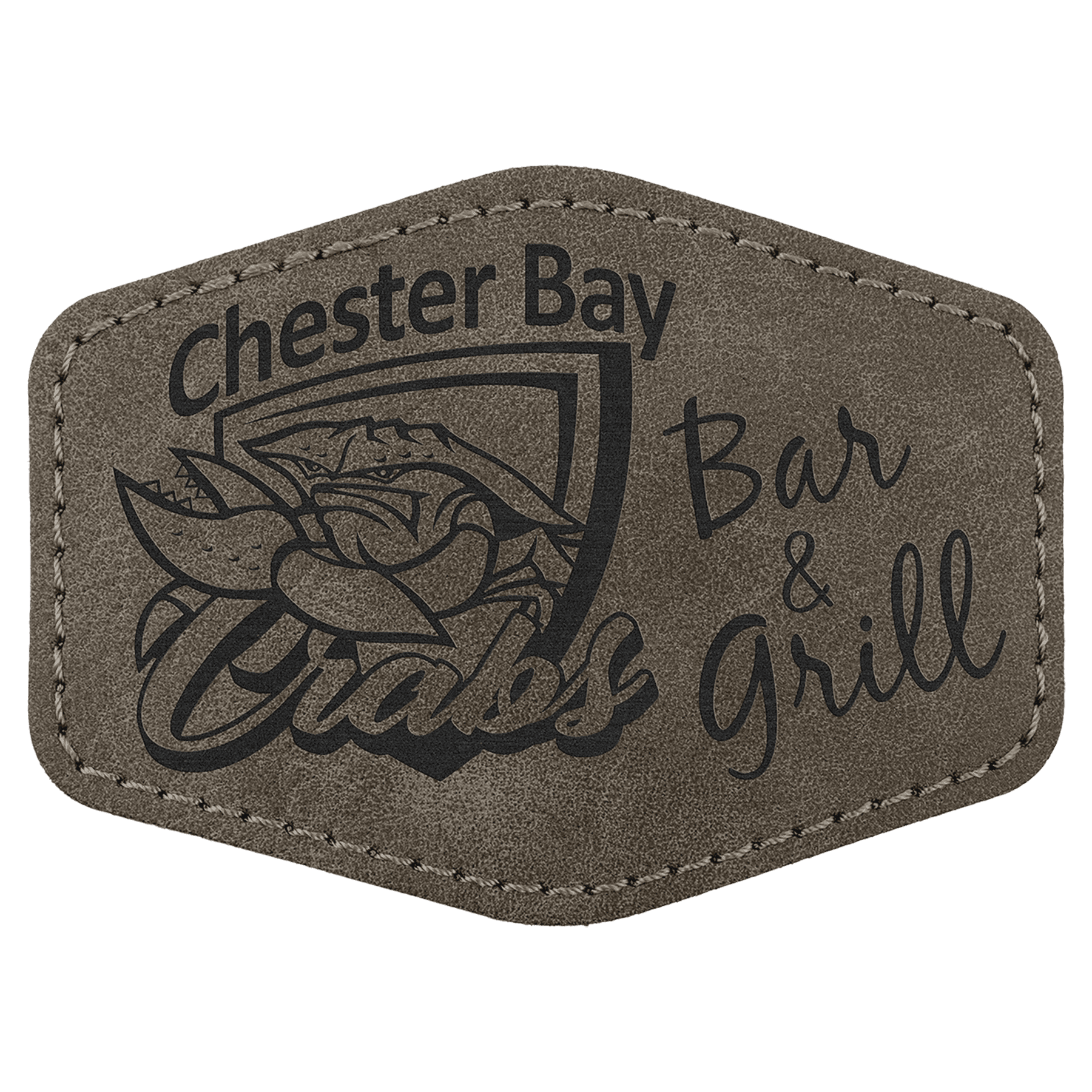 Hex Patch with Kota Pro Adhesive - Laserable Leatherette, Creekside Collection 3 1/2" x 2 1/2", Dark Gray