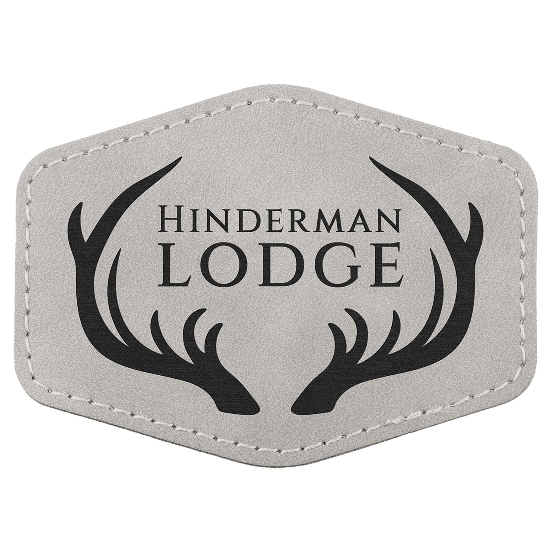 Hex Patch with Kota Pro Adhesive - Laserable Leatherette, Creekside Collection 3 1/2" x 2 1/2", Light Gray