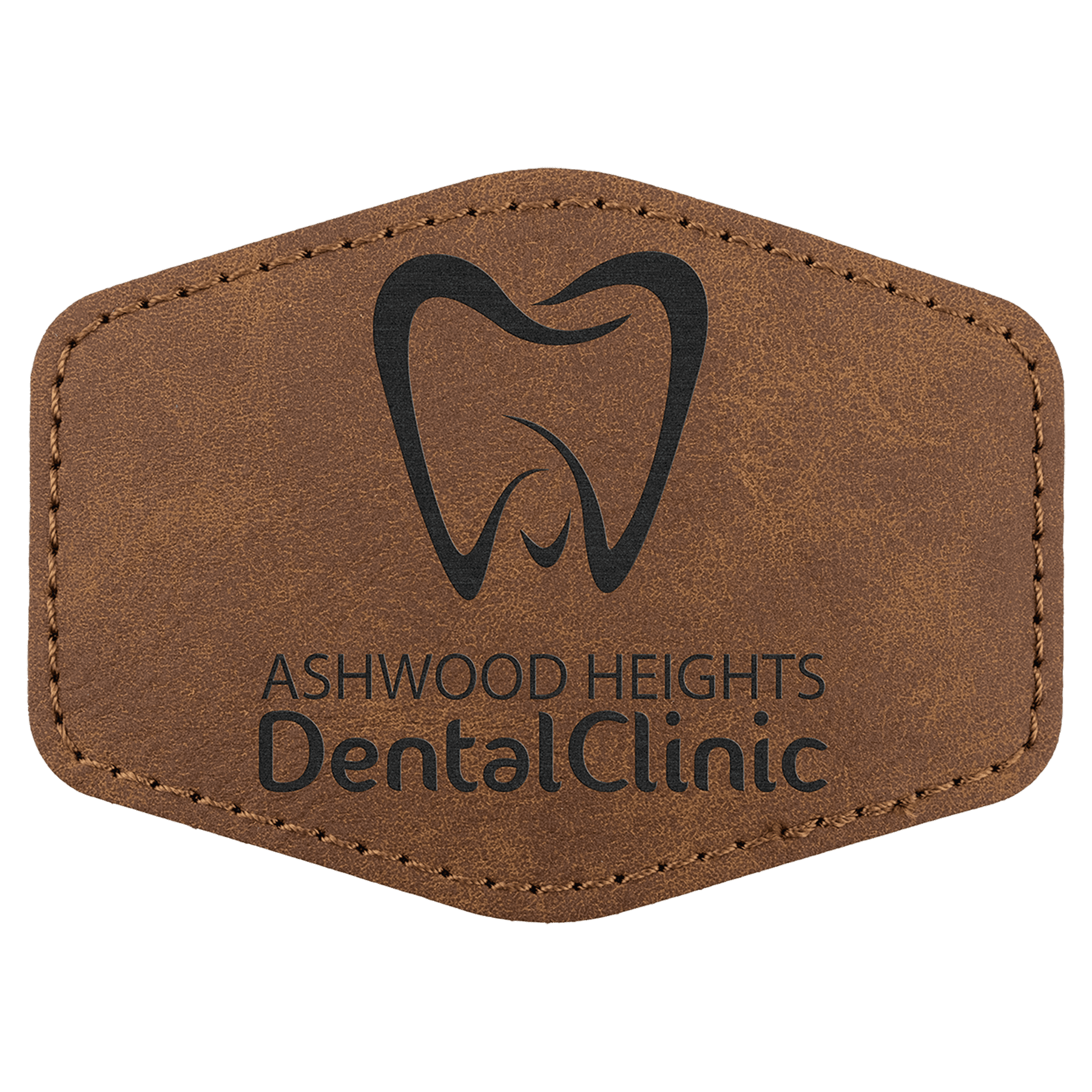 Hex Patch with Kota Pro Adhesive - Laserable Leatherette, Creekside Collecttion 3 1/2" x 2 1/2", Dark Brown