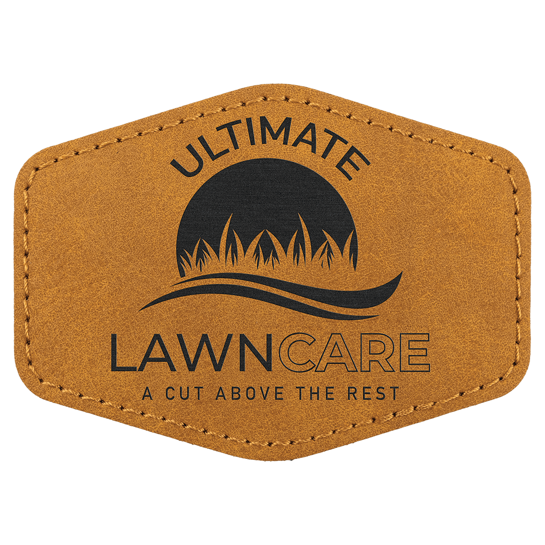 Hex Patch with Kota Pro Adhesive - Laserable Leatherette, Creekside Collection 3 1/2" x 2 1/2", Light Brown