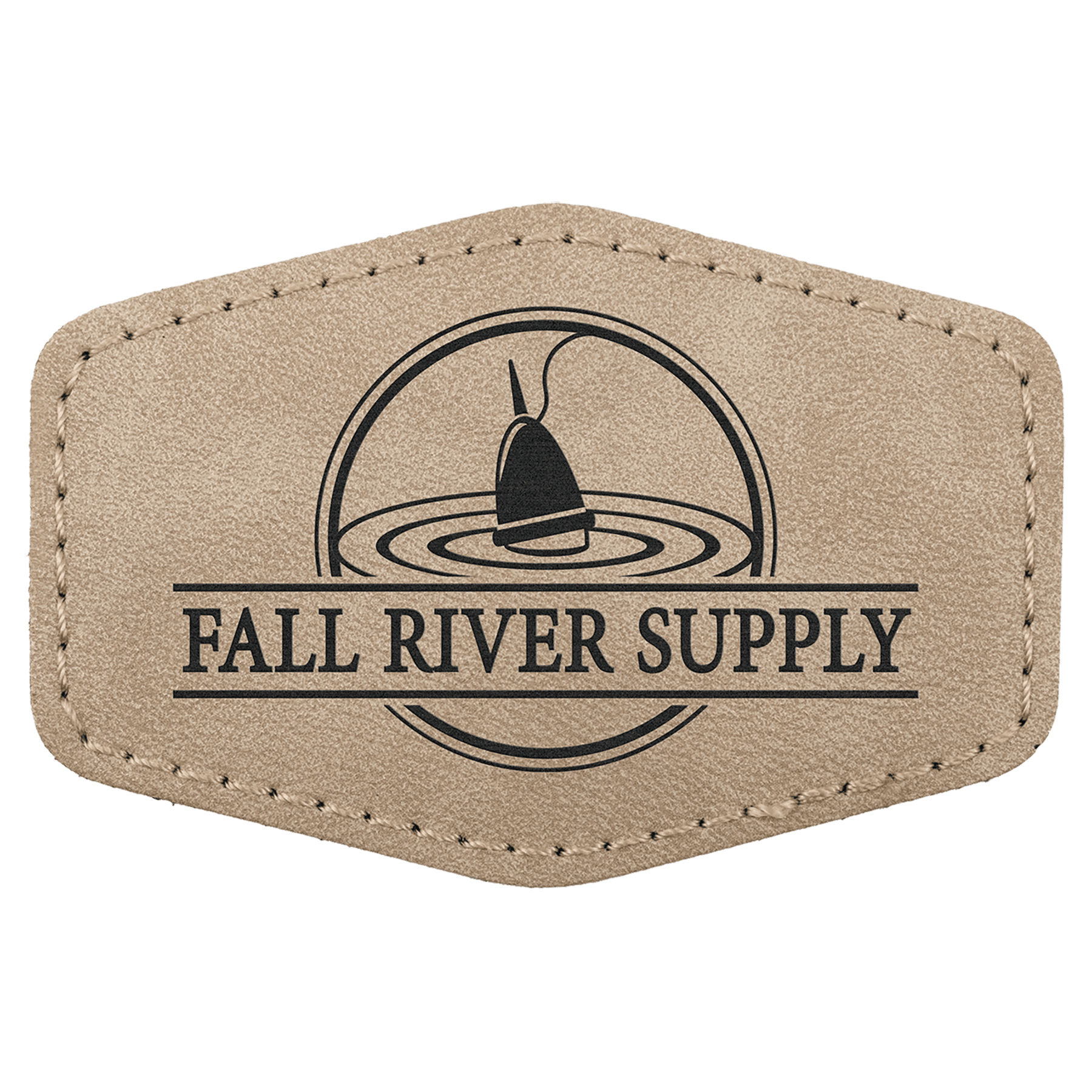 3" x 2" Light Tan Premier Laserable Leatherette Hex Patch with Kota Pro Adhesive - Creekside Collection