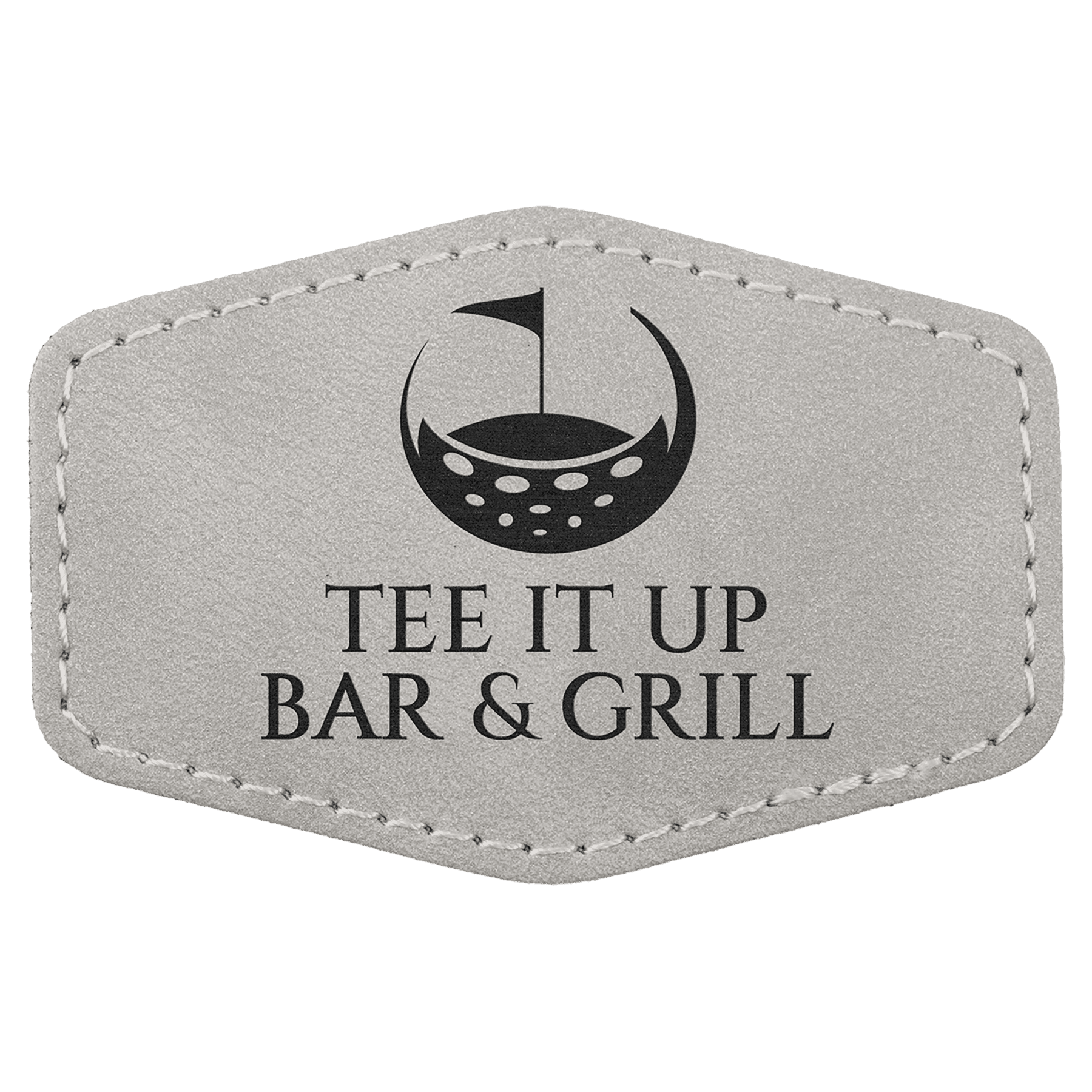 3" x 2" Light Gray Premier Laserable Leatherette Hex Patch with Kota Pro Adhesive - Creekside Collection