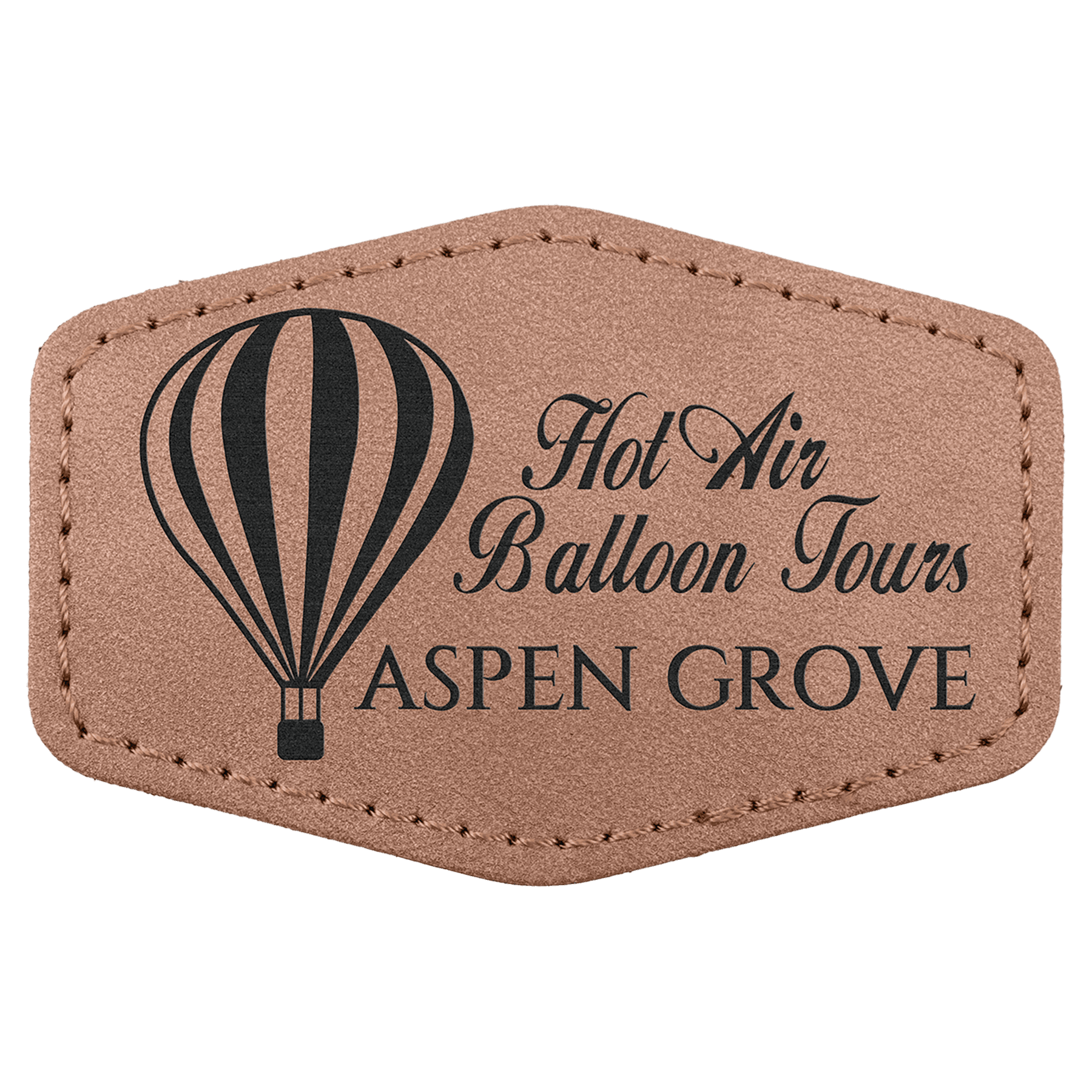 3" x 2" Blush Premier Laserable Leatherette Hex Patch with Kota Pro Adhesive - Creekside Collection