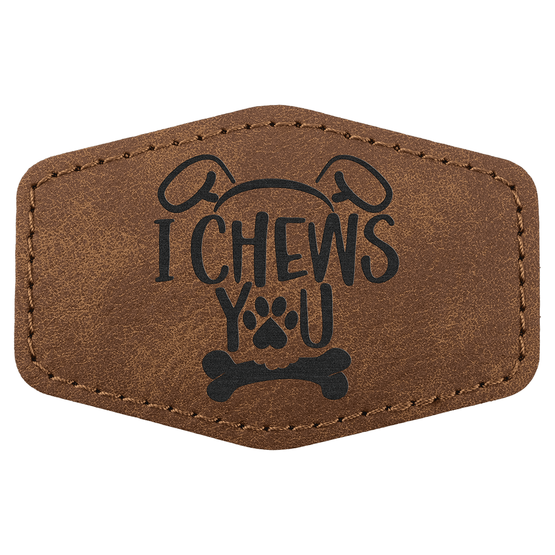 3" x 2" Dark Brown Premier Laserable Leatherette Hex Patch with Kota Pro Adhesive - Creekside Collection