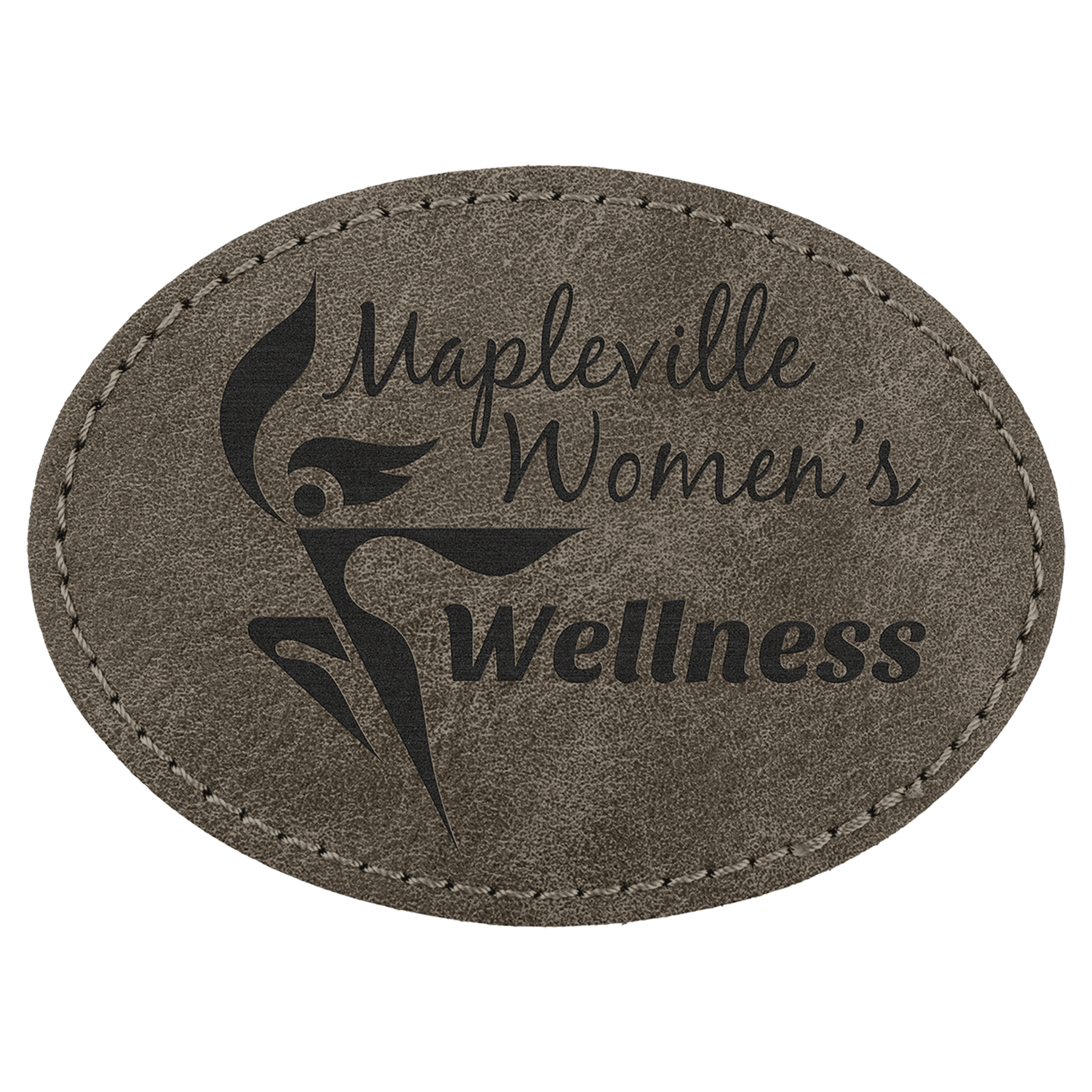 Oval Patch with Kota Pro Adhesive - Laserable Leatherette, Creekside Collection 3 1/2" x 2 1/2", Dark Gray