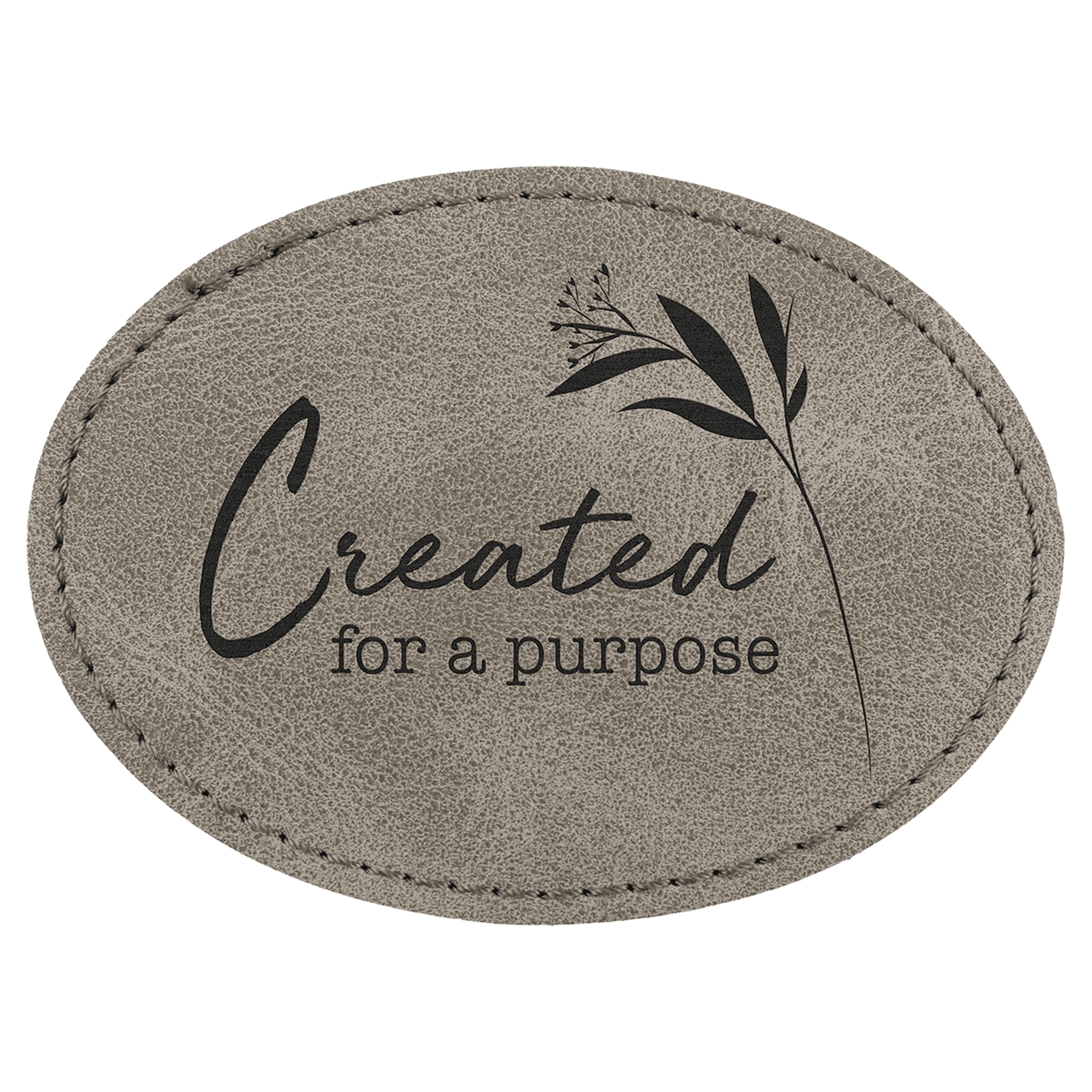 Oval Patch with Kota Pro Adhesive - Laserable Leatherette, Creekside Collection 3 1/2" x 2 1/2", Gray