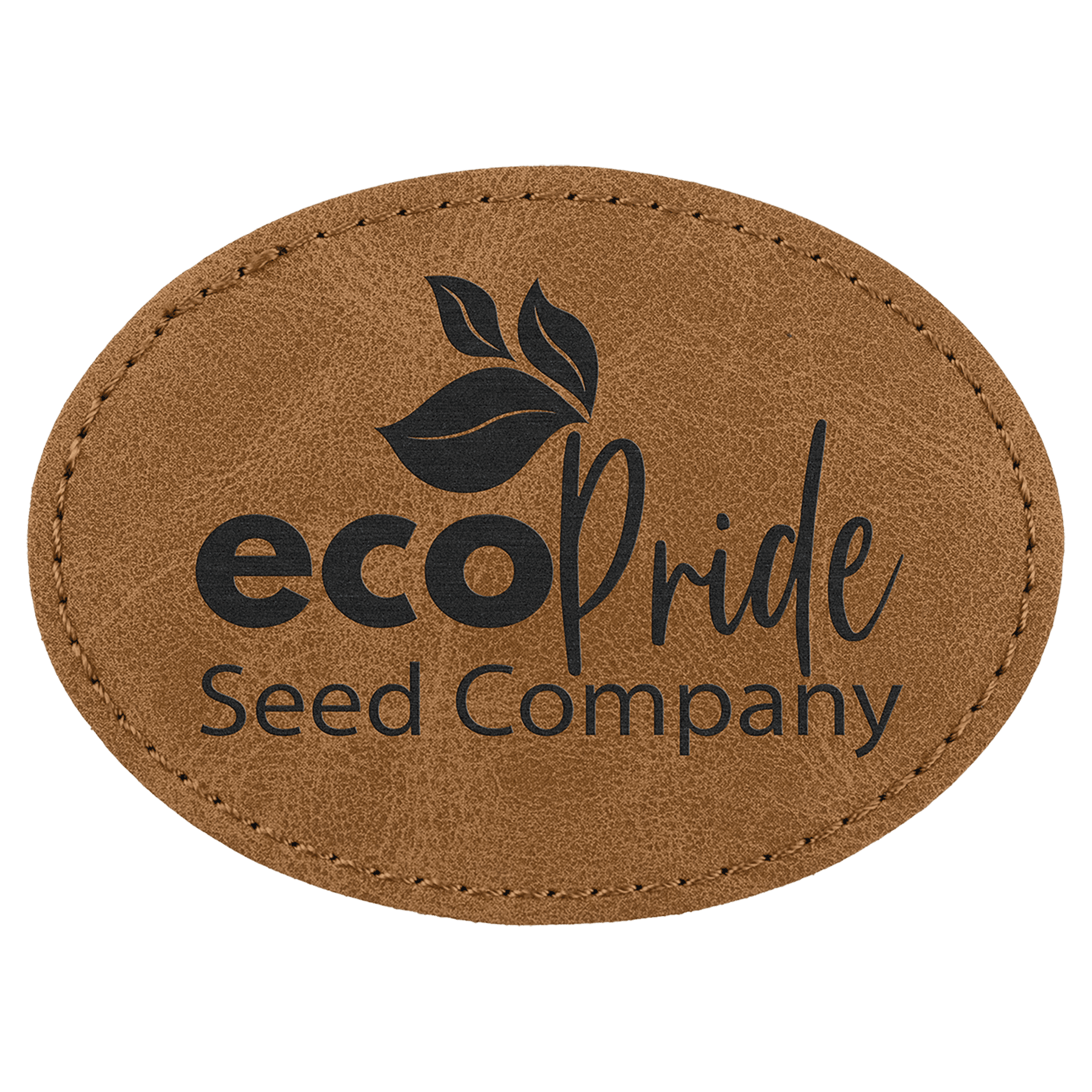 Oval Patch with Kota Pro Adhesive - Laserable Leatherette, Creekside Collection 3 1/2" x 2 1/2", Medium Brown