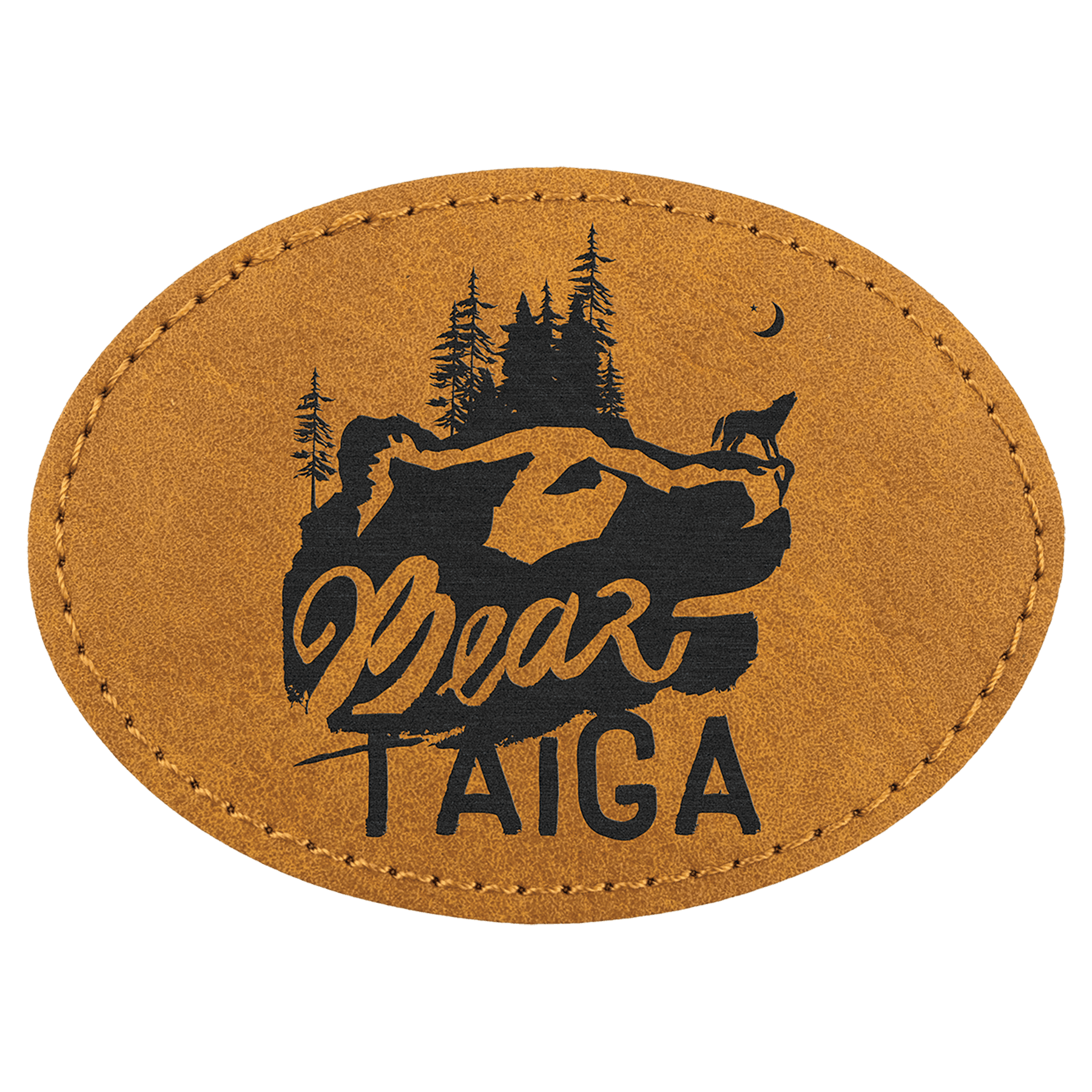 Oval Patch with Kota Pro Adhesive - Laserable Leatherette, Creekside Collection 3 1/2" x 2 1/2", Light Brown