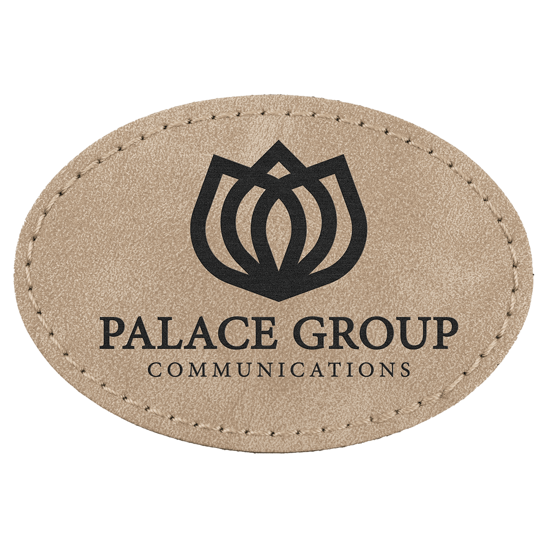 3" x 2" Light Tan Premier Laserable Leatherette Oval Patch with Kota Pro Adhesive - Creekside Collection