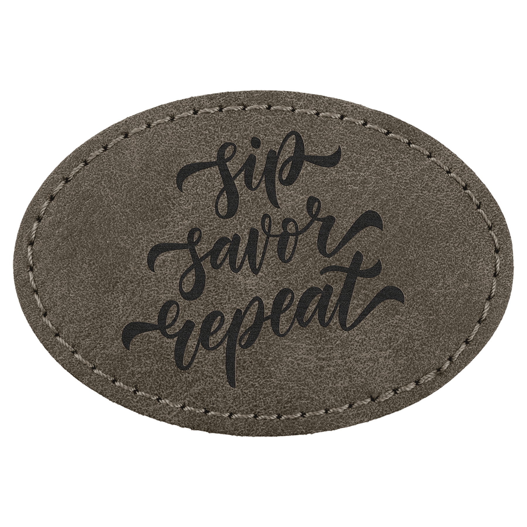 3" x 2" Dark Gray Premier Laserable Leatherette Oval Patch with Kota Pro Adhesive - Creekside Collection