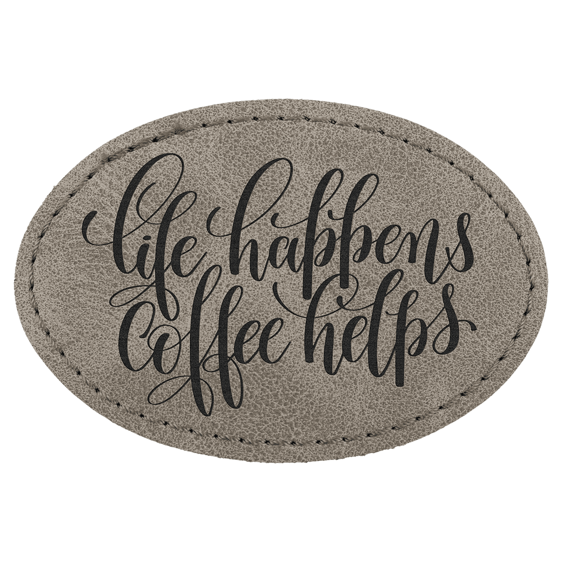 3" x 2" Gray Premier Laserable Leatherette Oval Patch with Kota Pro Adhesive - Creekside Collection