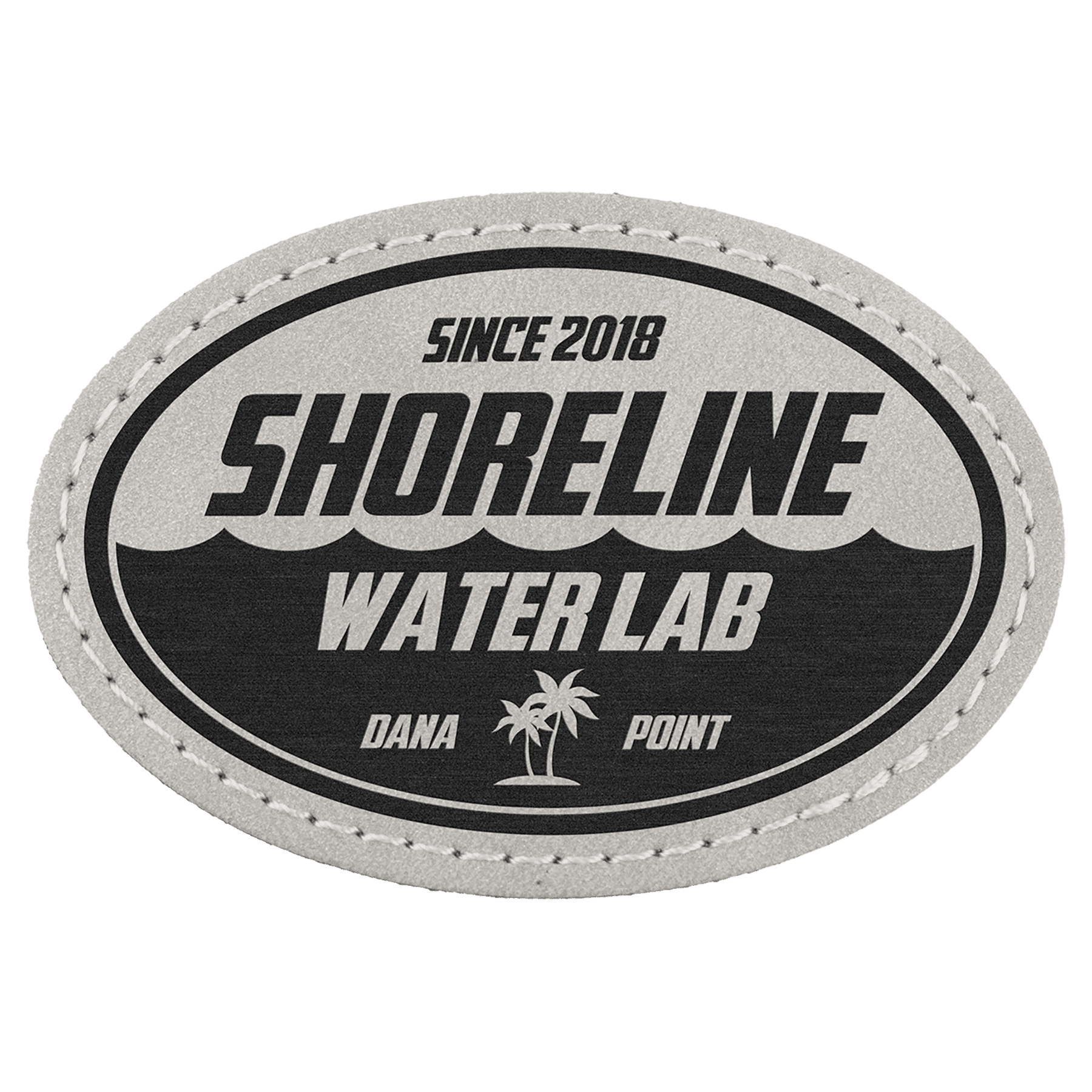 3" x 2" Light Gray Premier Laserable Leatherette Oval Patch with Kota Pro Adhesive - Creekside Collection