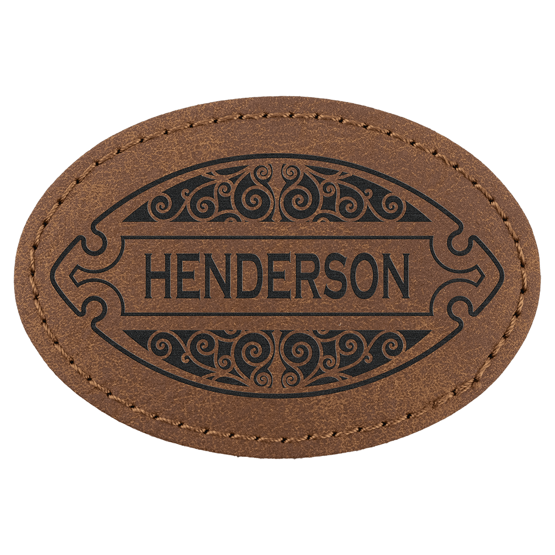 3" x 2" Dark Brown Premier Laserable Leatherette Oval Patch with Kota Pro Adhesive -Creekside Collection