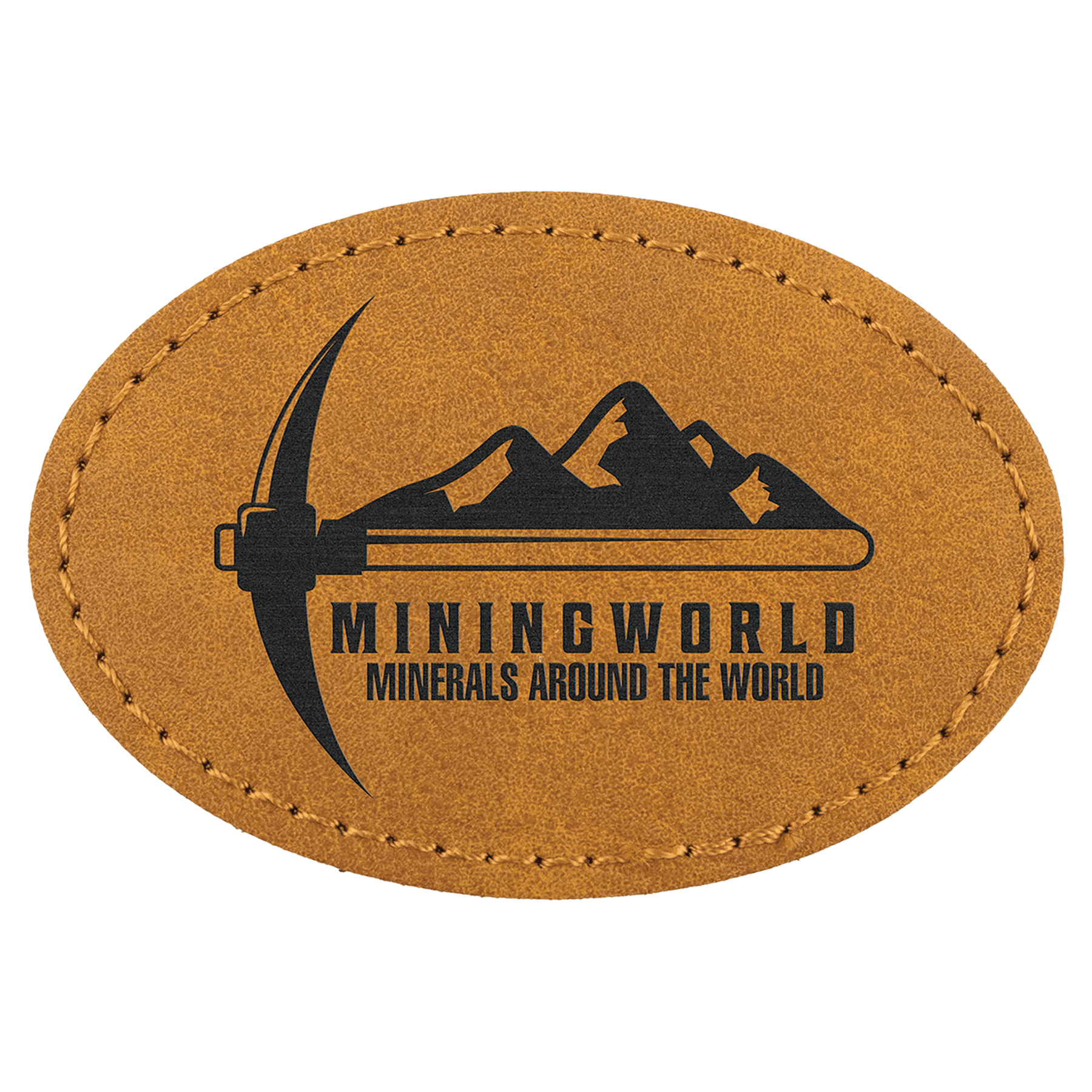 3" x 2" Light Brown Premier Laserable Leatherette Oval Patch with Kota Pro Adhesive - Creekside Collection