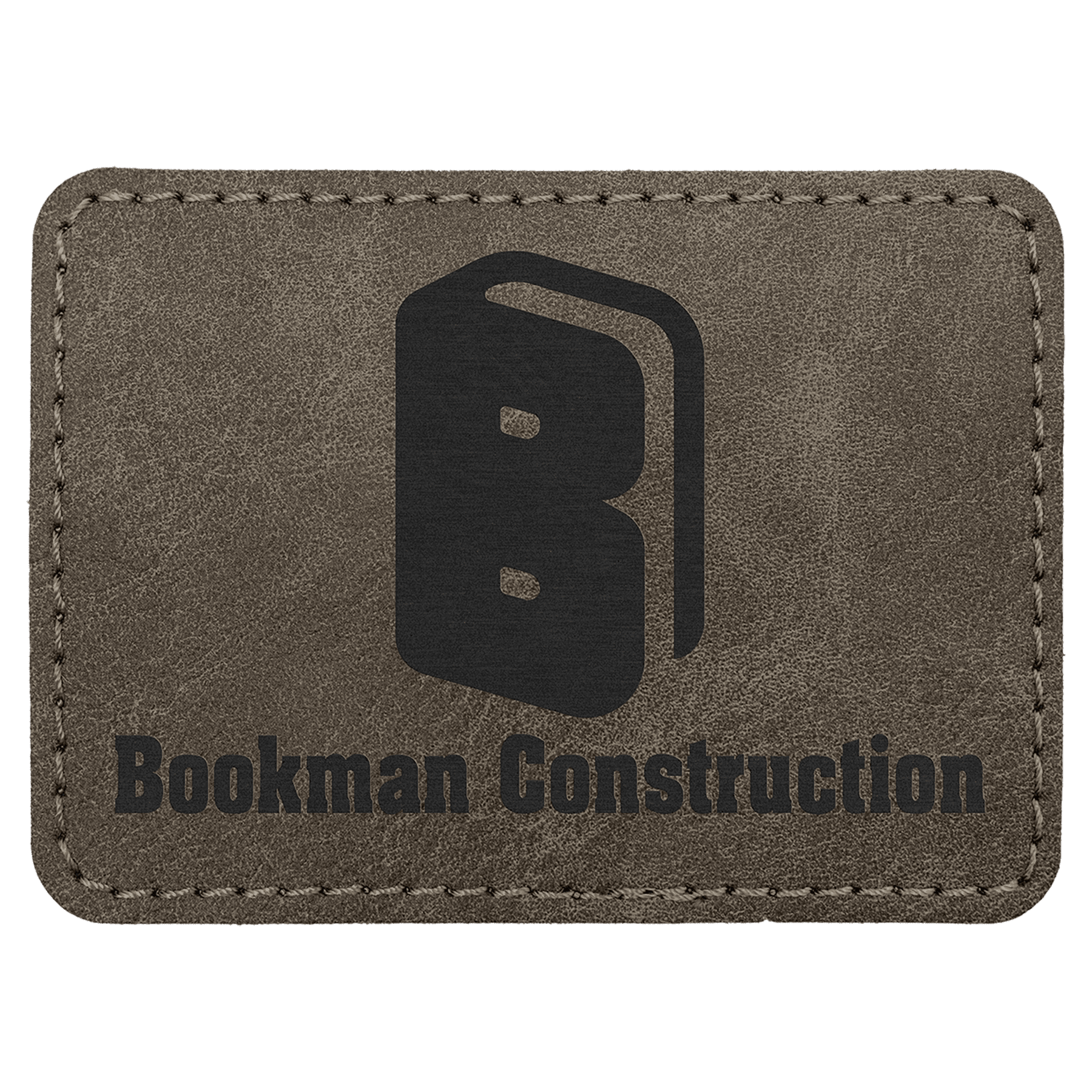 3 1/2" x 2 1/2" Dark Gray Premier Laserable Leatherette Rectangle Patch with Kota Pro Adhesive - Creekside Collection
