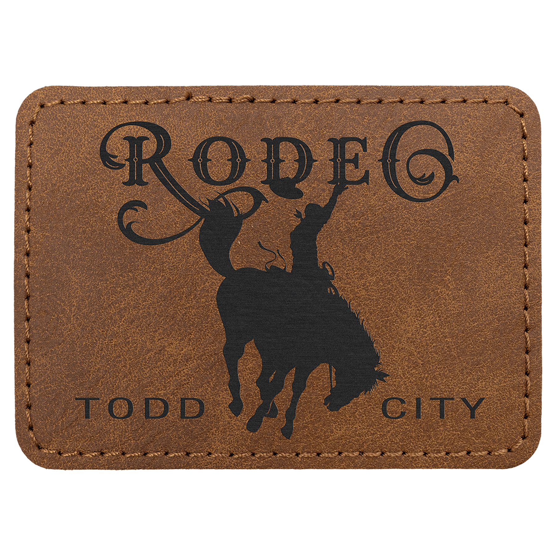 3 1/2" x 2 1/2" Dark Brown Premier Laserable Leatherette Rectangle Patch with Kota Pro Adhesive - Creekside Collection