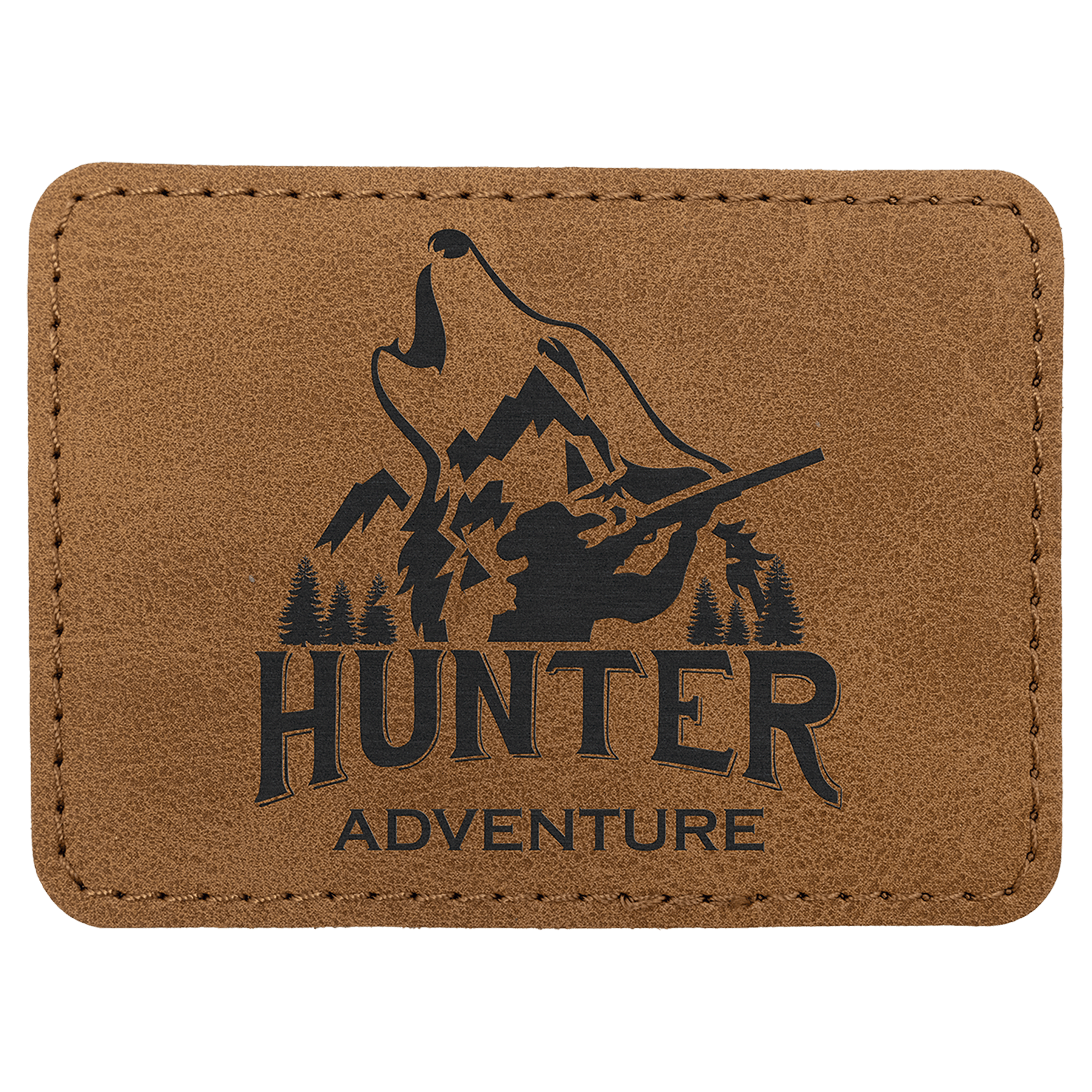 3 1/2" x 2 1/2" Medium Brown Premier Laserable Leatherette Rectangle Patch with Kota Pro Adhesive - Creekside Collection