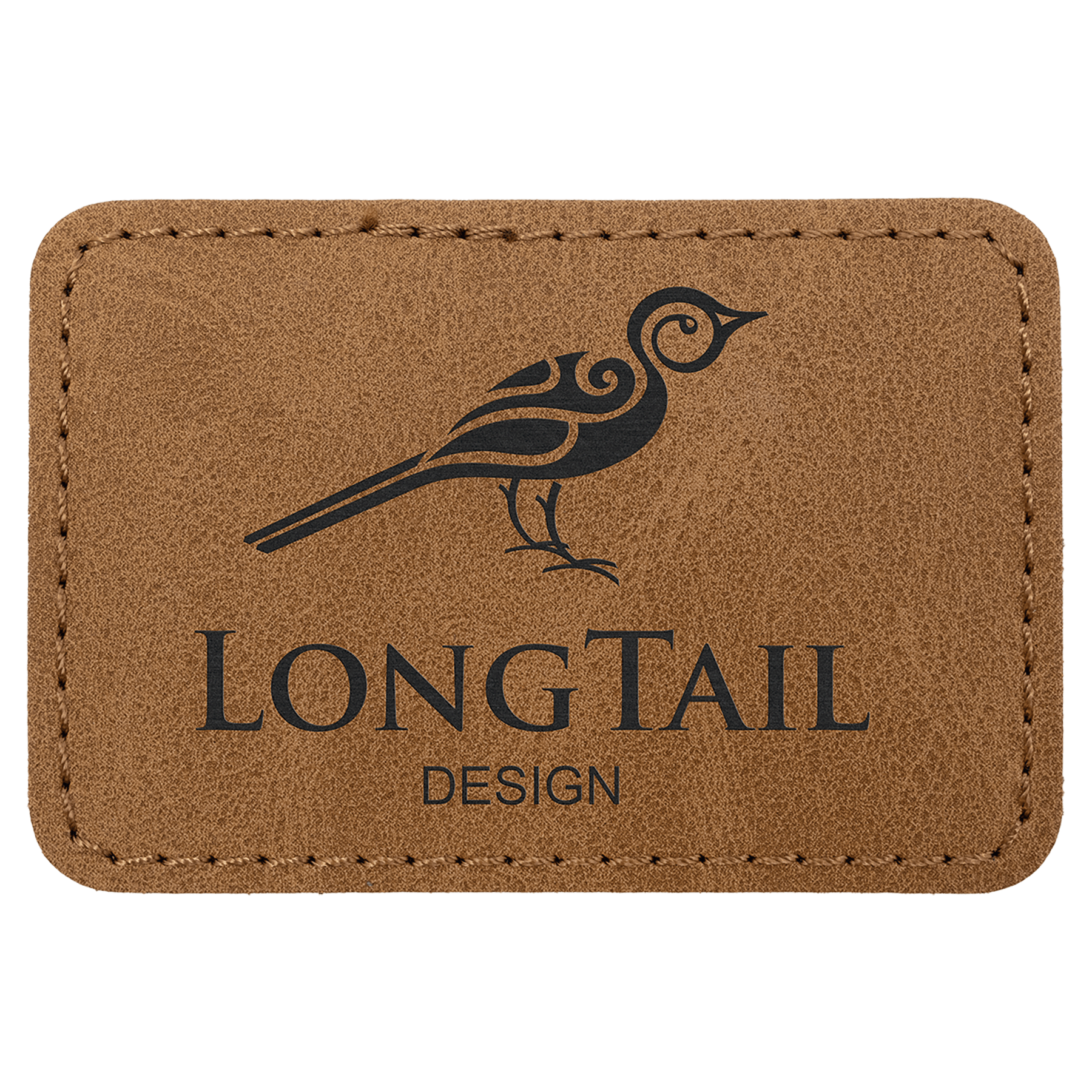 3" x 2" Medium Brown Premier Laserable Leatherette Rectangle Patch with Kota Pro Adhesive - Creekside Collection