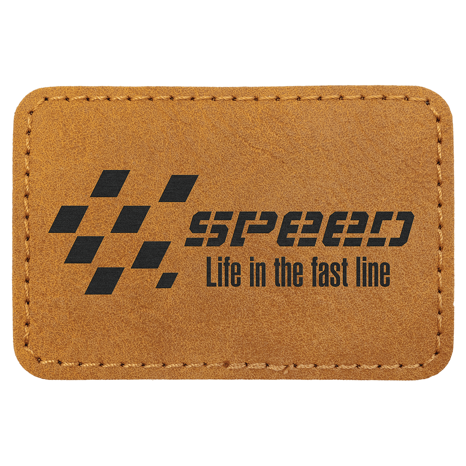 3" x 2" Light Brown Premier Laserable Leatherette Rectangle Patch with Kota Pro Adhesive - Creekside Collection