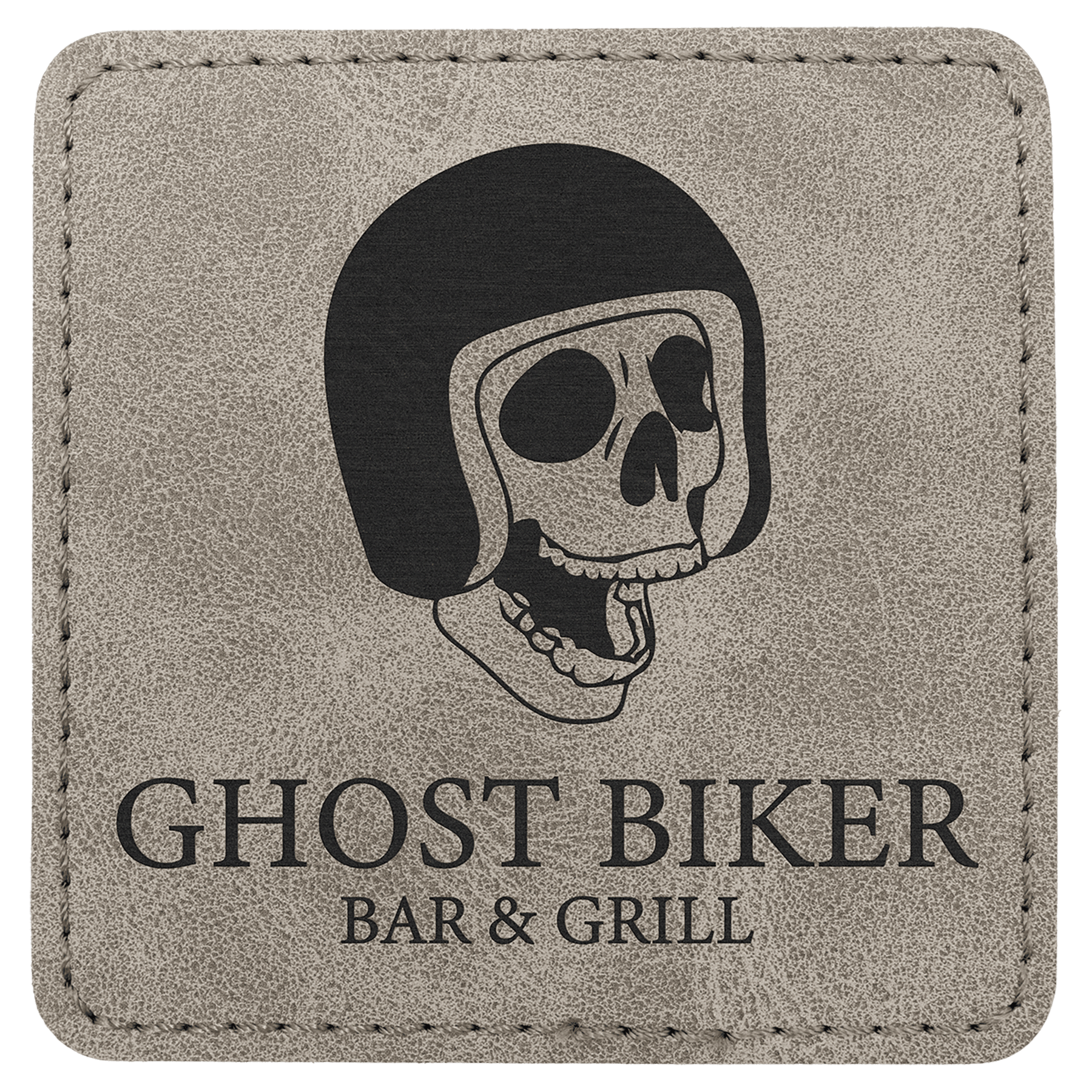 3" x 3" Gray Premier Laserable Leatherette Square Patch with Kota Pro Adhesive - Creekside Collection