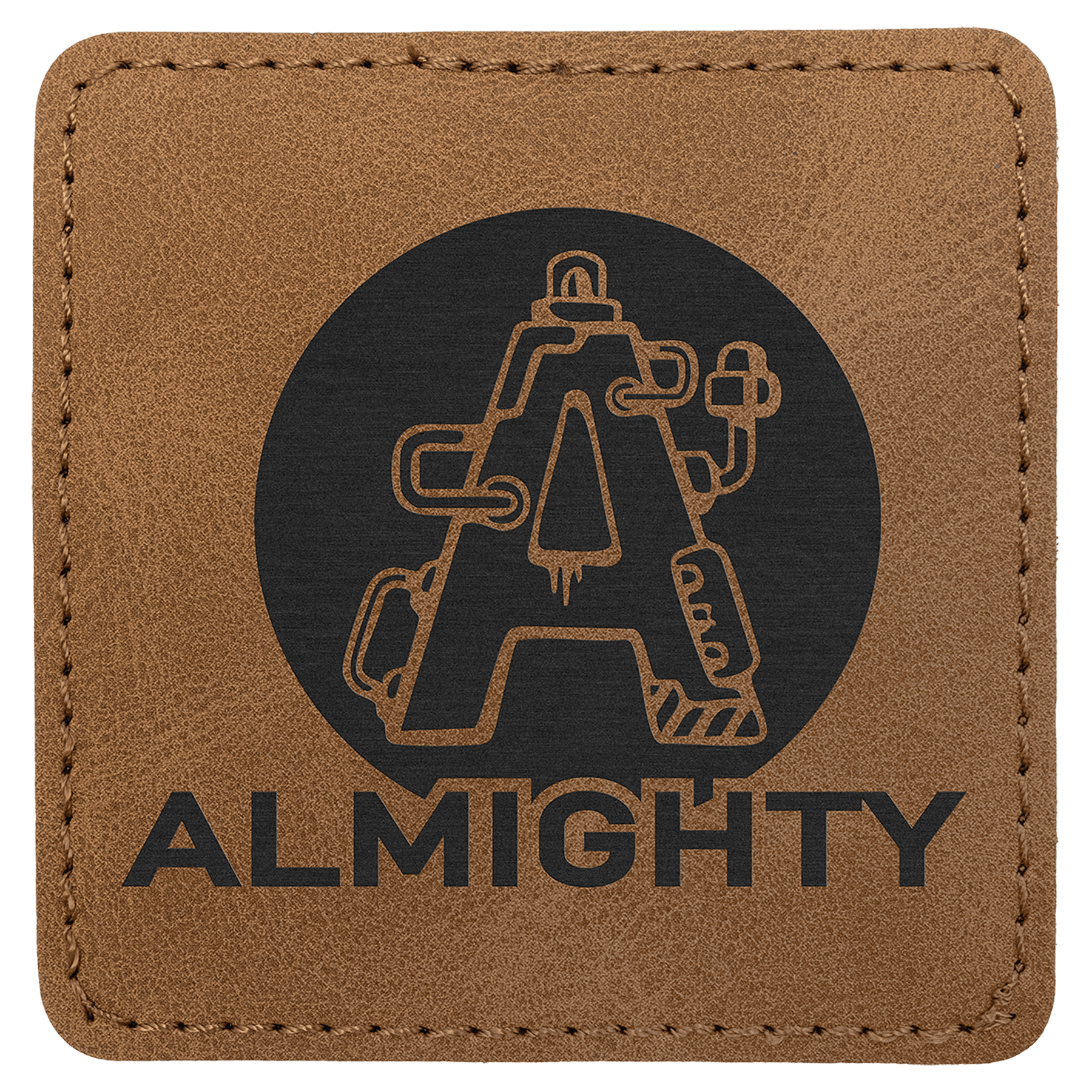 3" x 3" Medium Brown Premier Laserable Leatherette Square Patch with Kota Pro Adhesive - Creekside Collection