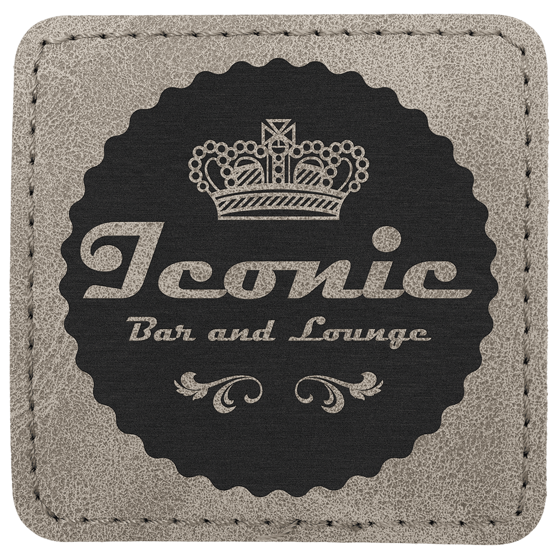 2 1/2" x 2 1/2" Gray Premier Laserable Leatherette Square Patch with Kota Pro Adhesive - Creekside Collection