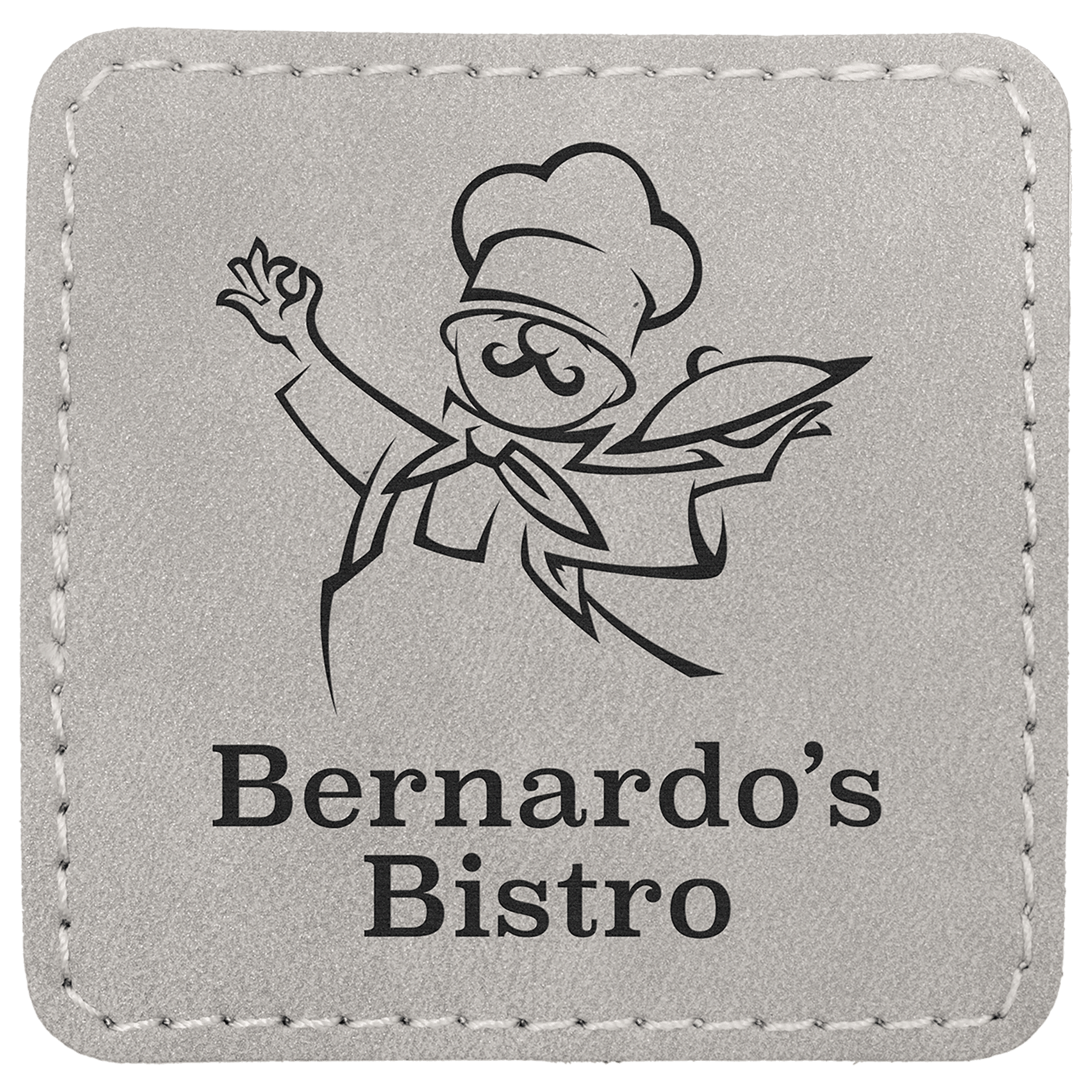 2 1/2" x 2 1/2" Light Gray Premier Laserable Leatherette Square Patch with Kota Pro Adhesive - Creekside Collection