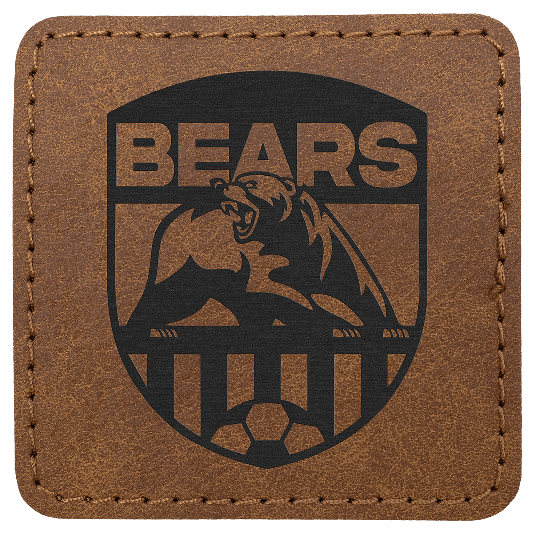 2 1/2" x 2 1/2" Dark Brown Premier Laserable Leatherette Patch with Kota Pro Adhesive - Creekside Collection