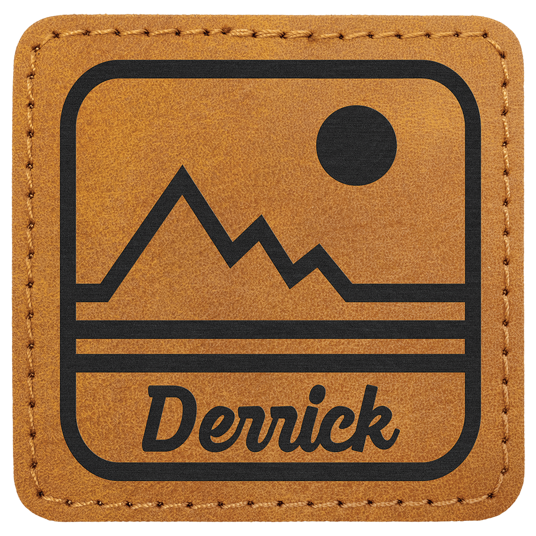 2 1/2" x 2 1/2" Light Brown Premier Laserable Leatherette Square Patch with Kota Pro Adhesive - Creekside Collection