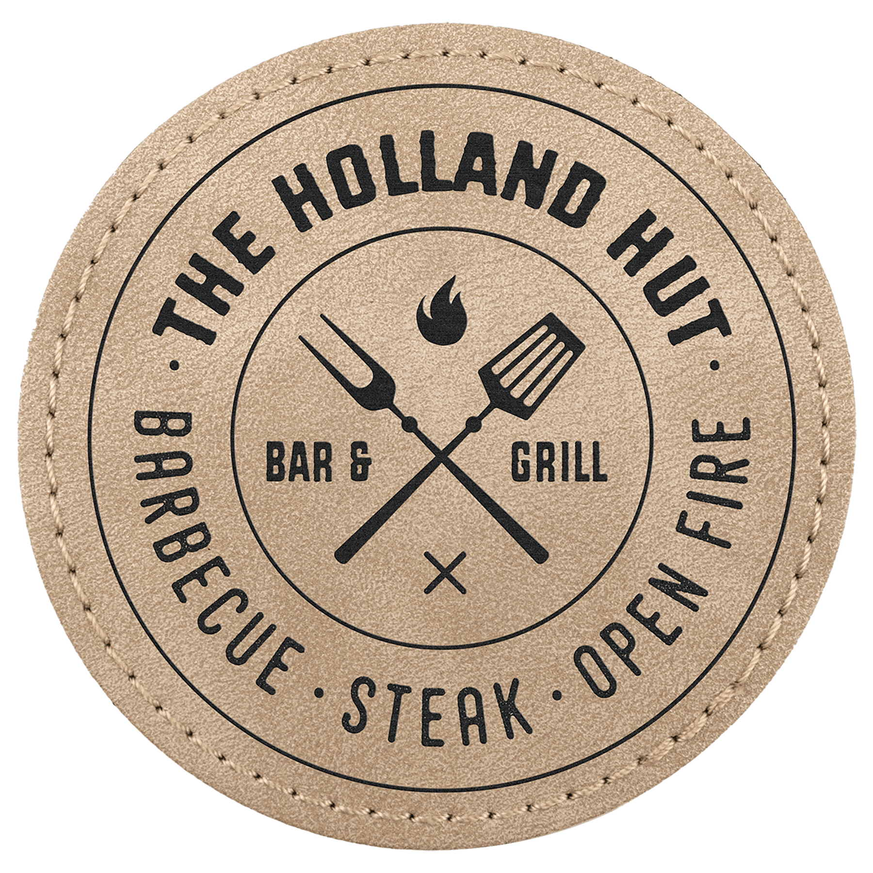 3" Round Light Tan Premier Laserable Leatherette Round Patch with Kota Pro Adhesive - Creekside Collection