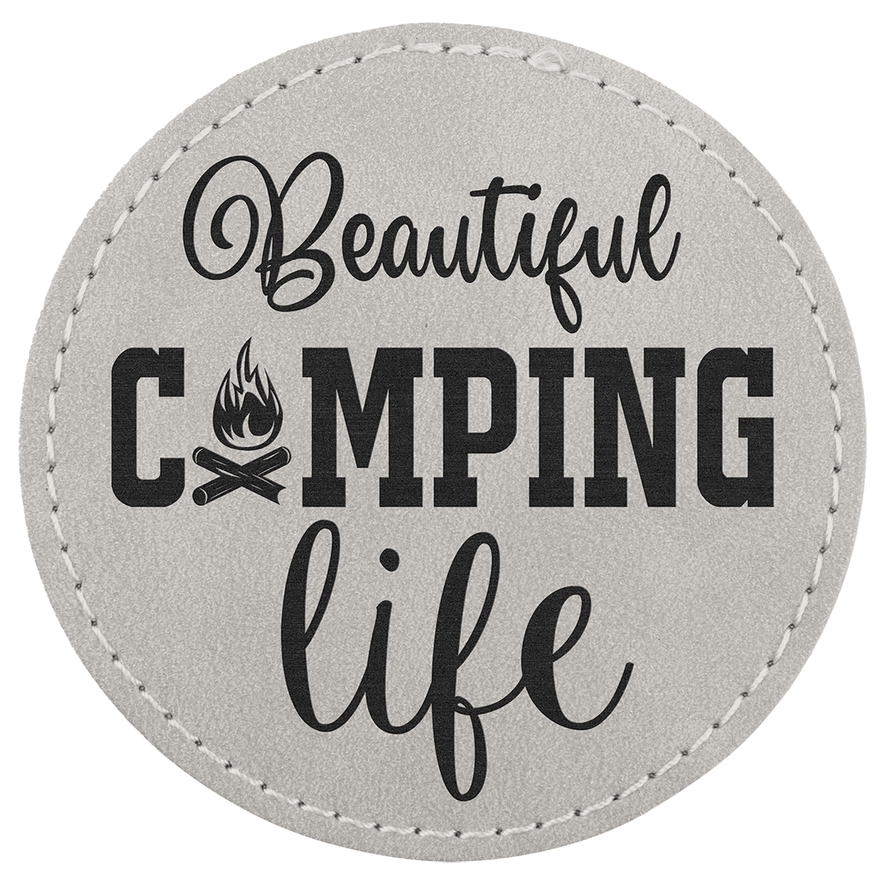 3" Light Gray Premier Laserable Leatherette Round Patch with Kota Pro Adhesive - Creekside Collection