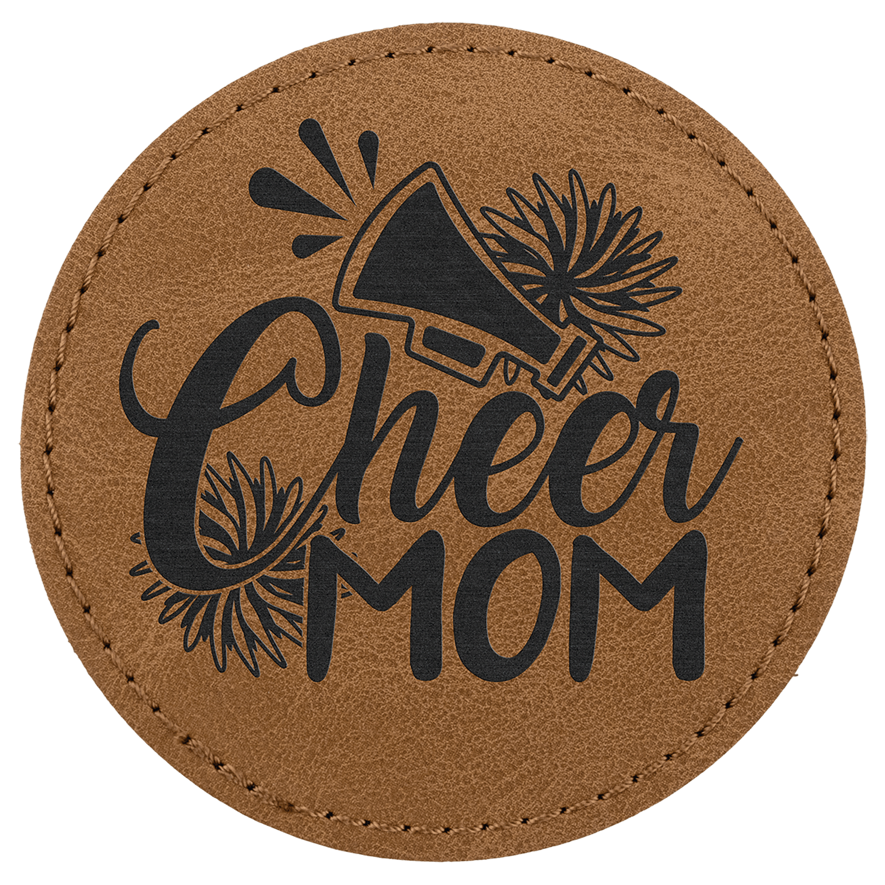 3" Medium Brown Premier Laserable Leatherette Round Patch with Kota Pro Adhesive - Creekside Collection