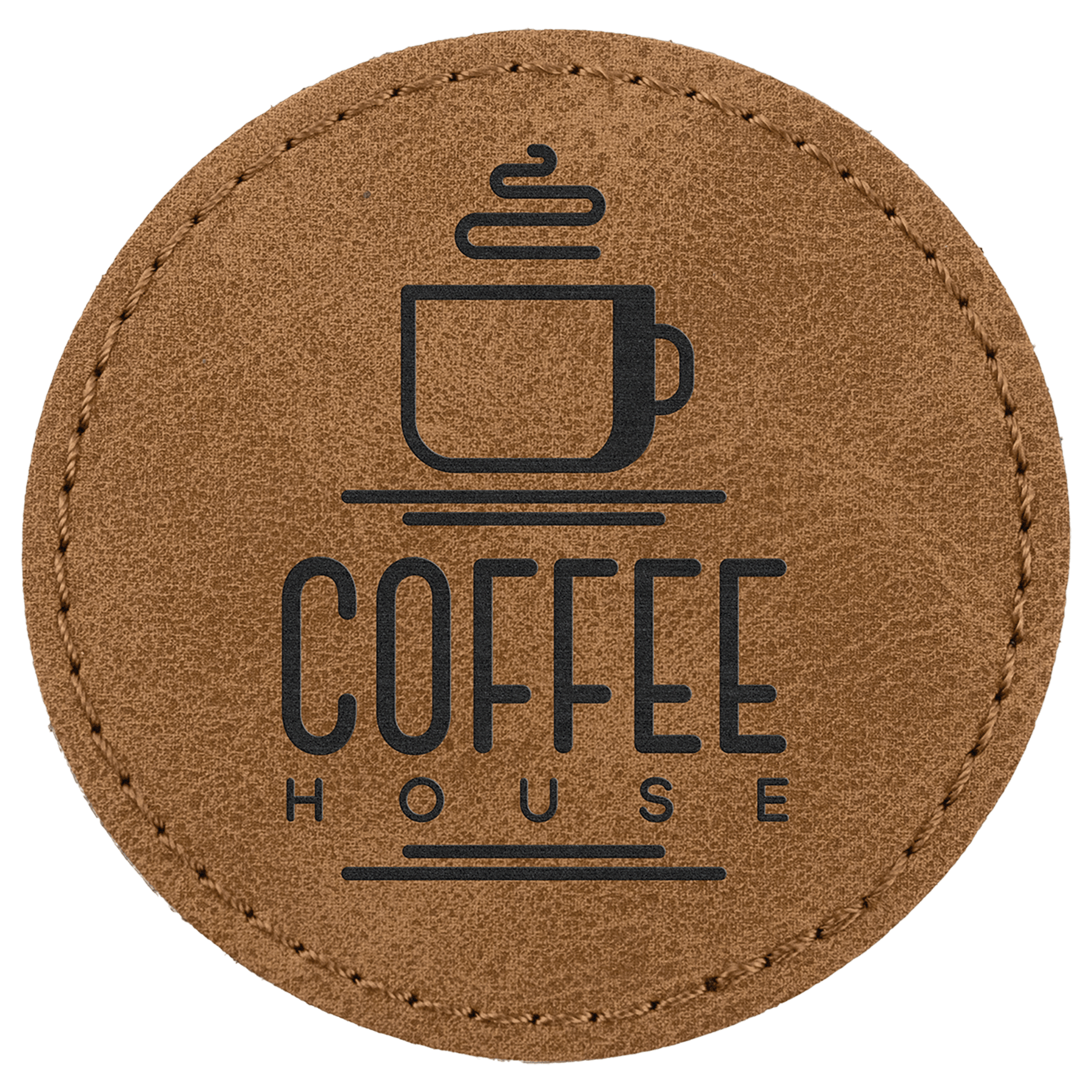 2 1/2" Medium Brown Premier Laserable Leatherette Round Patch with Kota Pro Adhesive - Creekside Collection