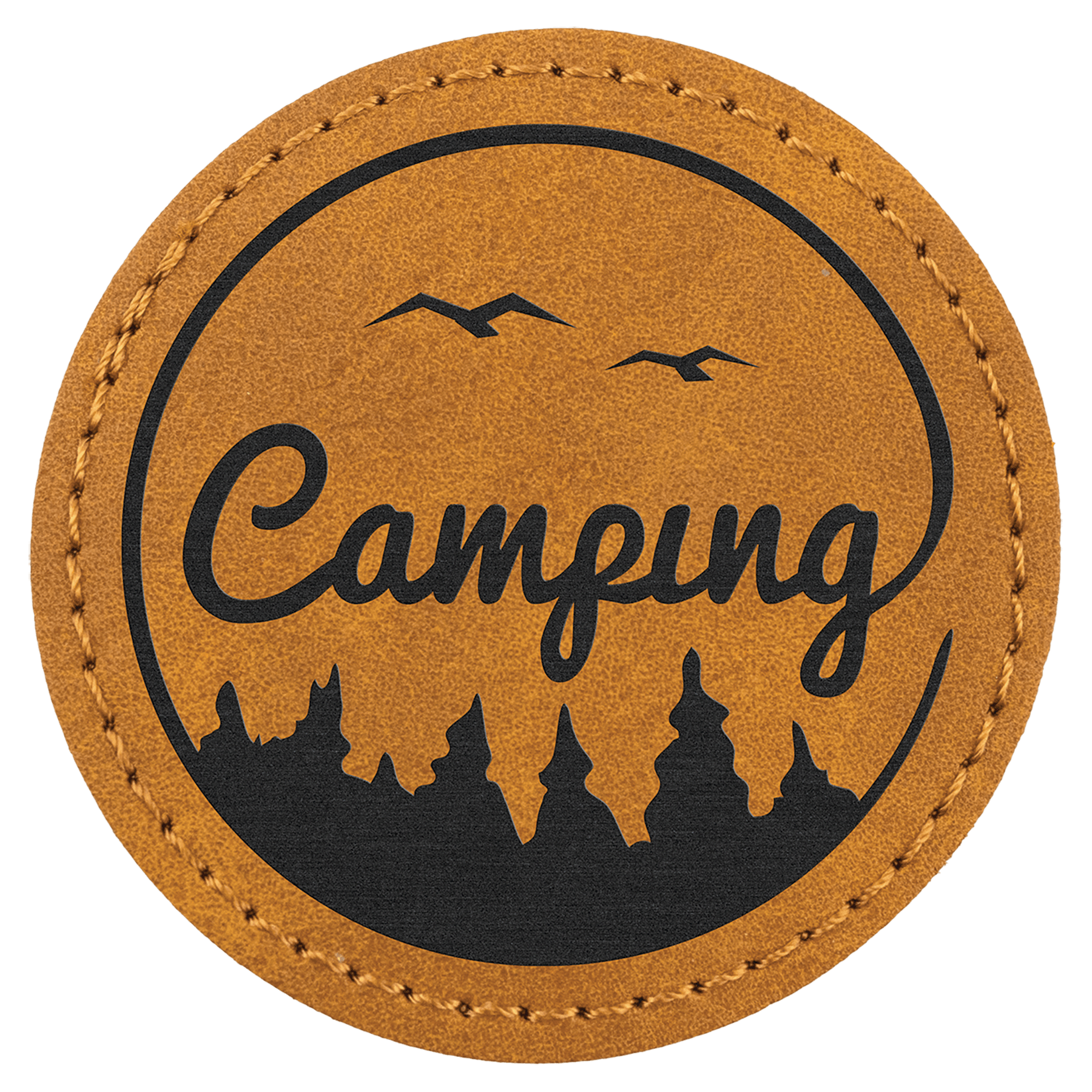 2 1/2" Light Brown Premier Laserable Leatherette Round Patch with Kota Pro Adhesive - Creekside Collection