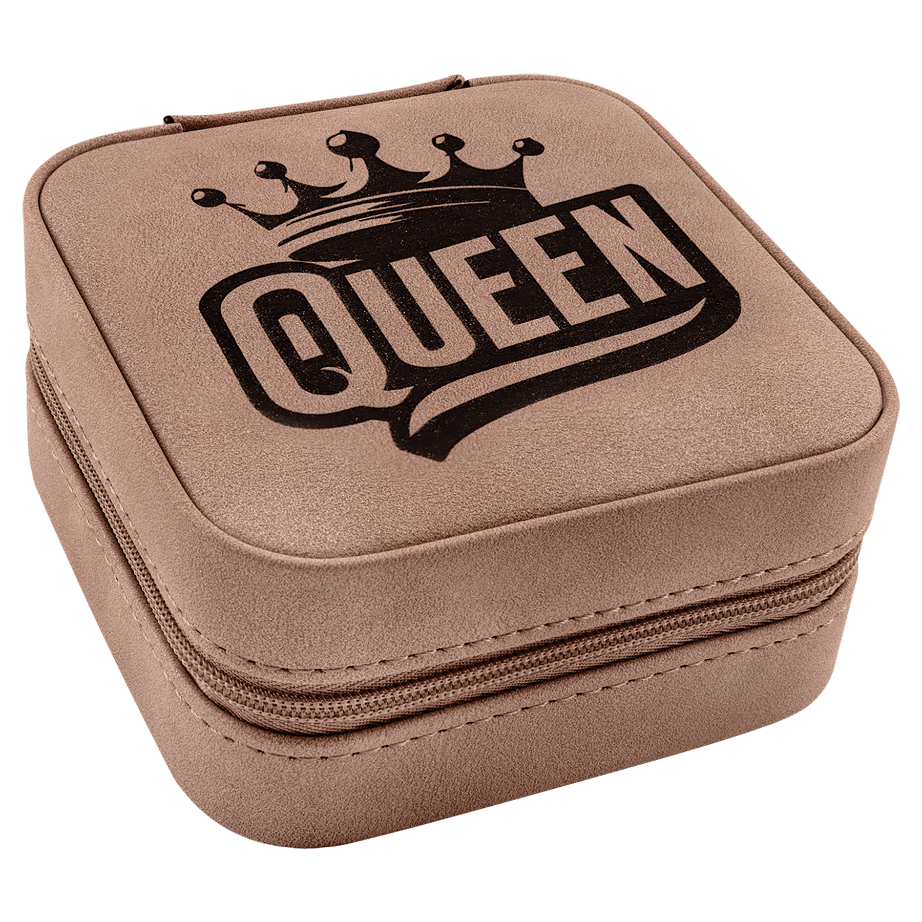 Travel Jewelry Box - Laserable Leatherette, Creekside Collection, 4" x 4", Blush