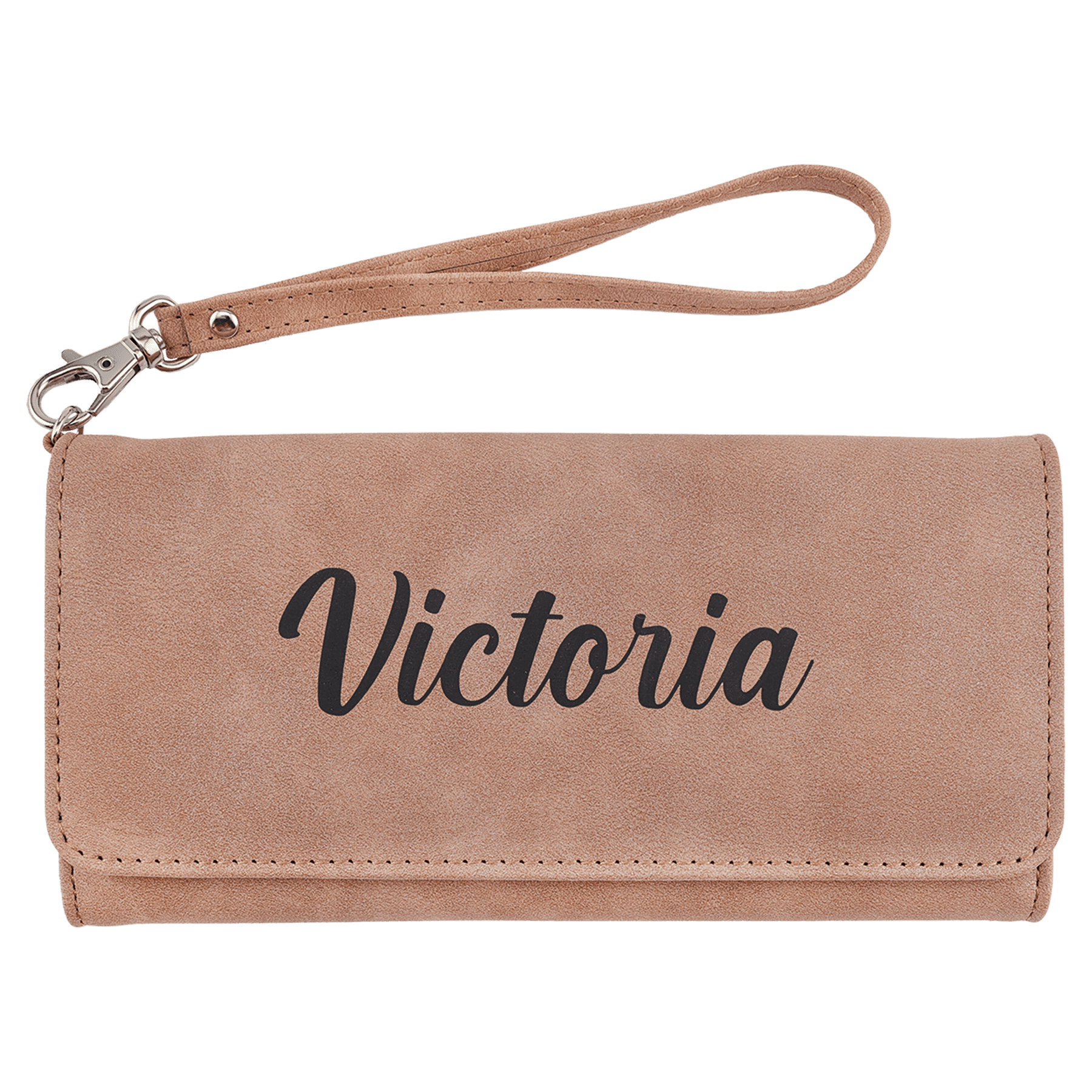 Wallet with Strap - Laserable Leatherette, Creekside Collection, 7 1/2" x 4", Blush