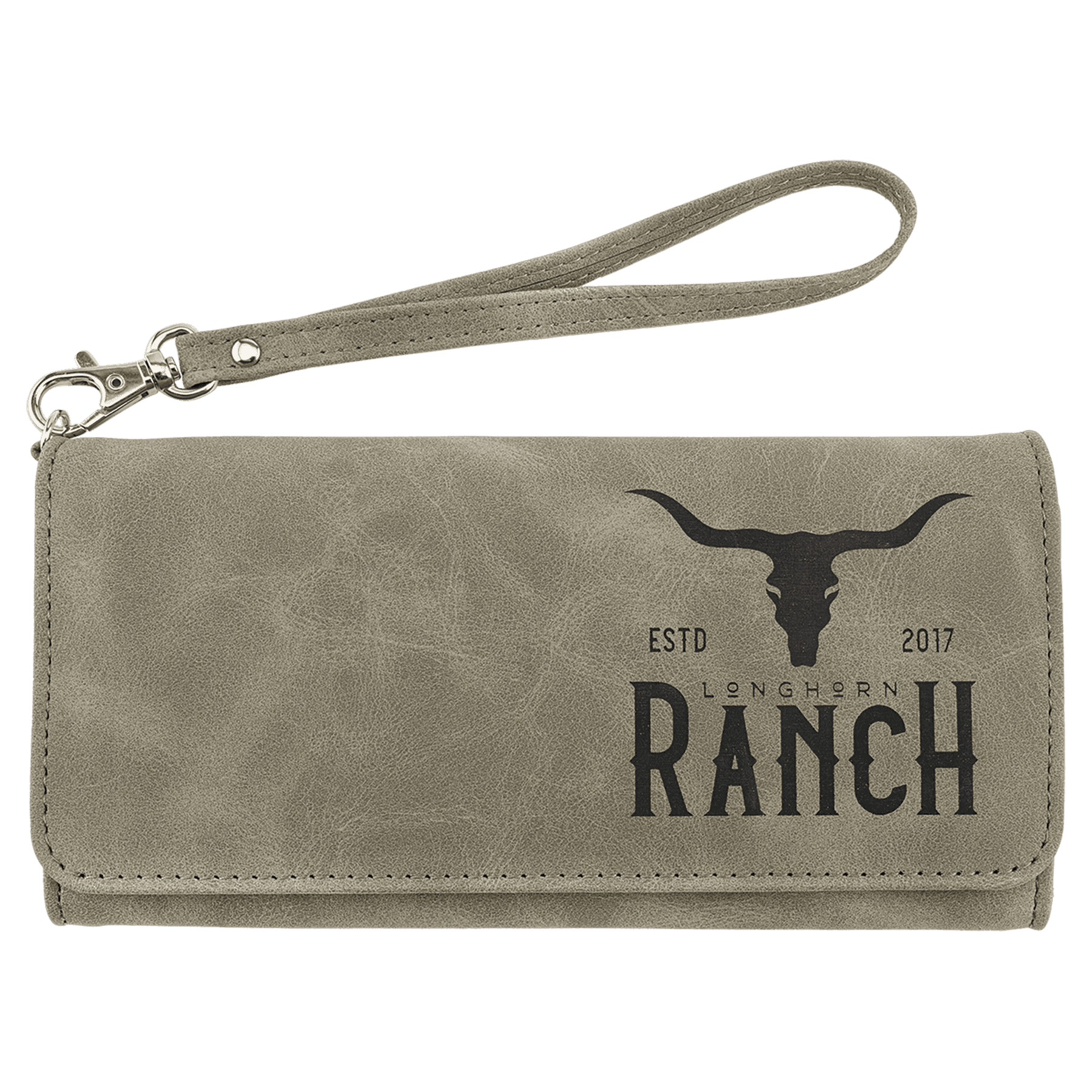 Wallet with Strap - Laserable Leatherette, Creekside Collection, 7 1/2" x 4", Light Green