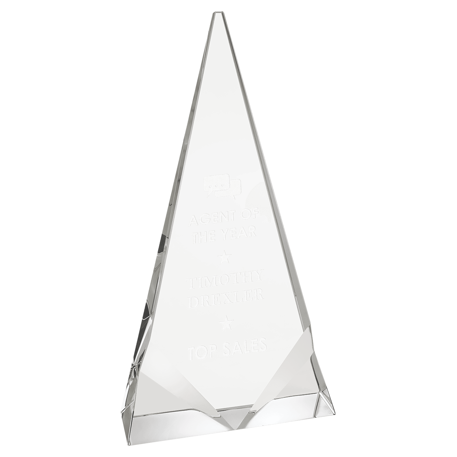 5" x 9 1/2" Crystal Triangle with Two Front Bevels