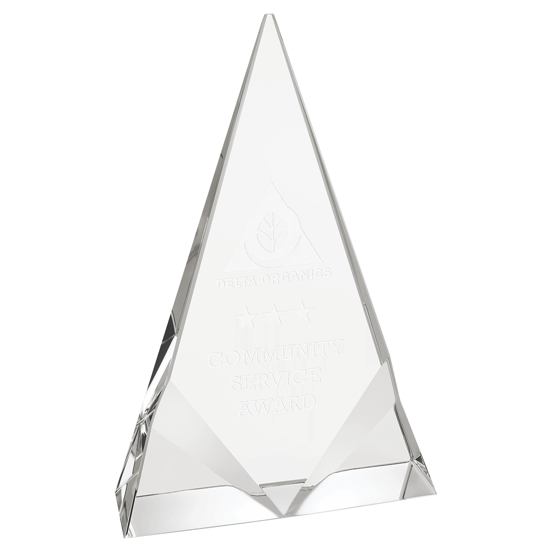 5" x 8" Crystal Triangle with Two Front Bevels