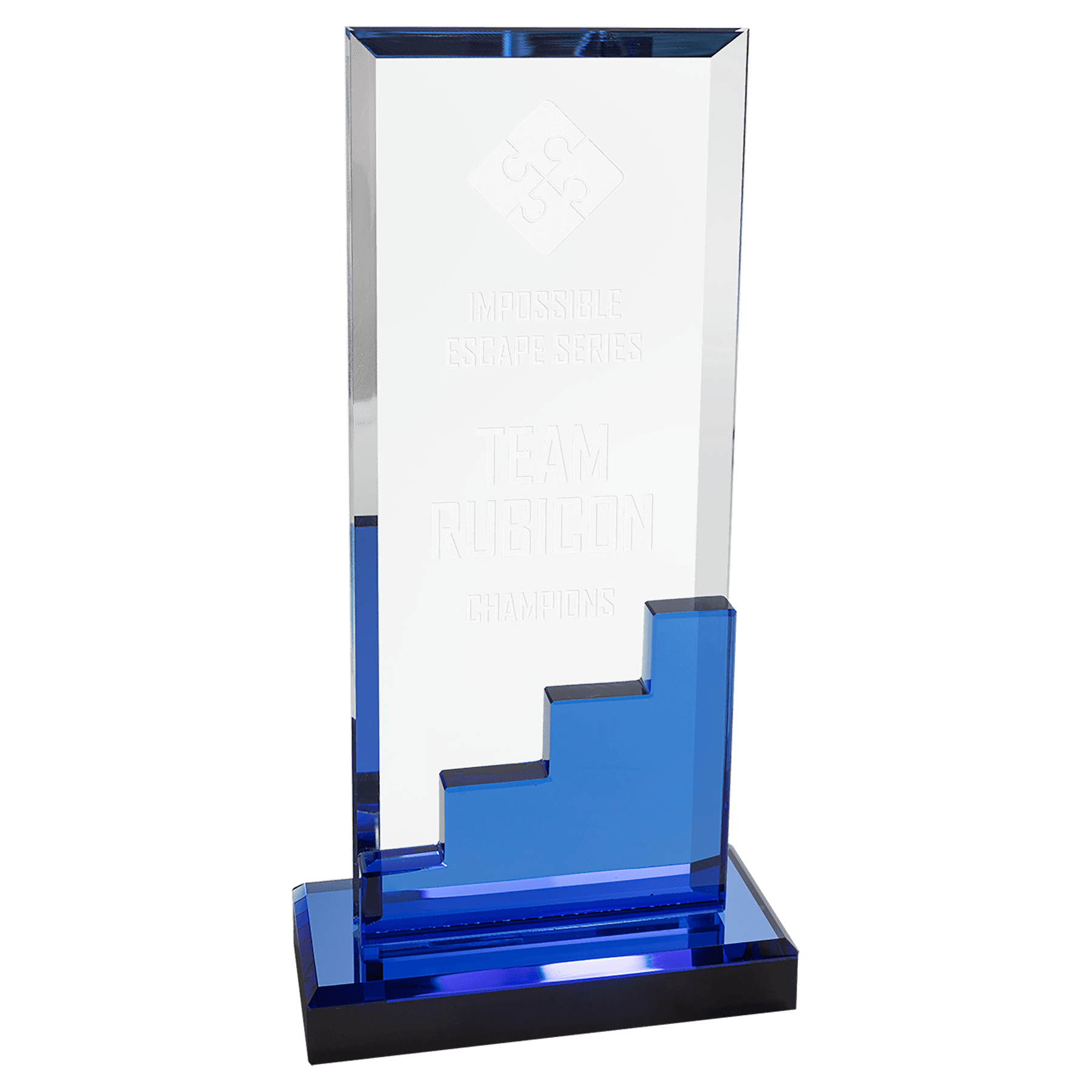 4 1/2" x 9 1/2" Crystal Blue Staircase with Blue Mirror Base