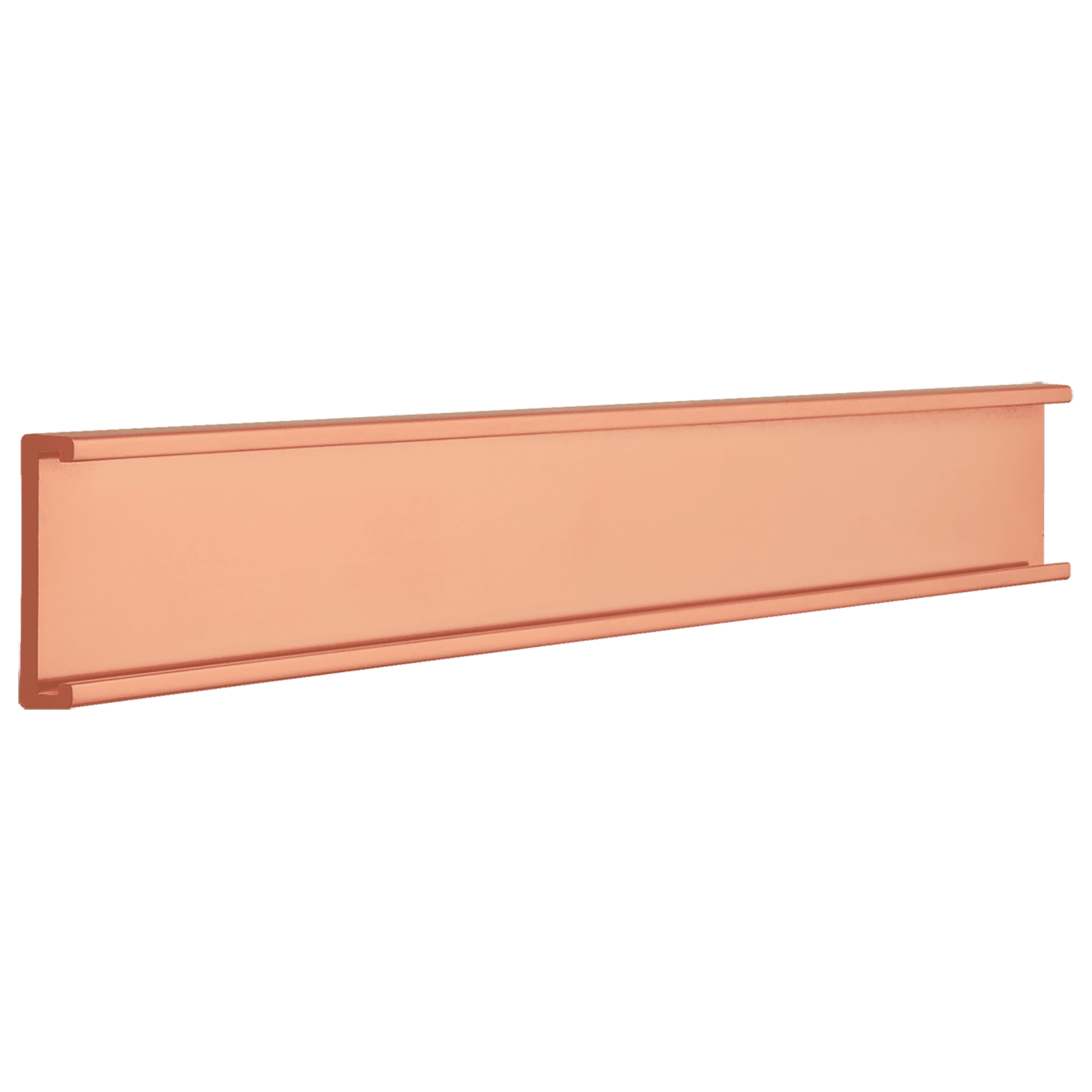 1" x 12", Polished Rose Gold, Kota Pro Aluminum Wall Bracket without Mounting Holes, Fits 1/16" Thick Plastic Insert