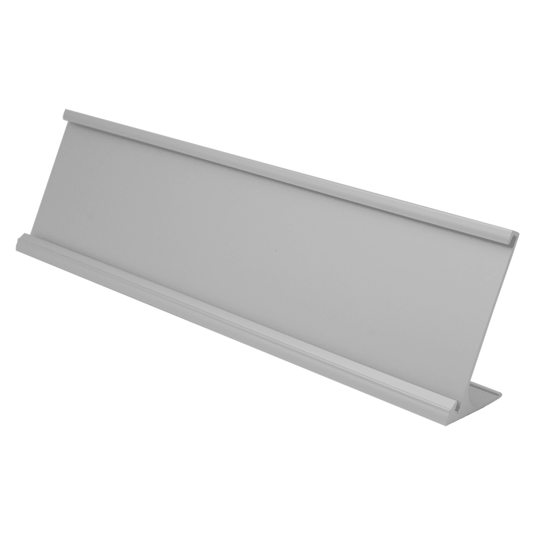 2" x 8", Satin Silver, Kota Pro Aluminum Desk Holder, Fits 1/16" Thick Plastic Insert