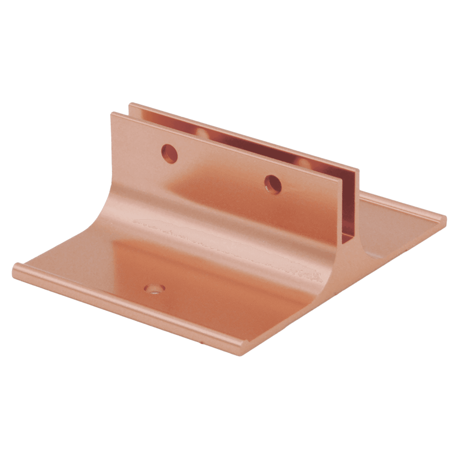 2", Polished Rose Gold, Kota Pro Aluminum Corridor Bracket, Fits 1/8" Thick Plastic Insert