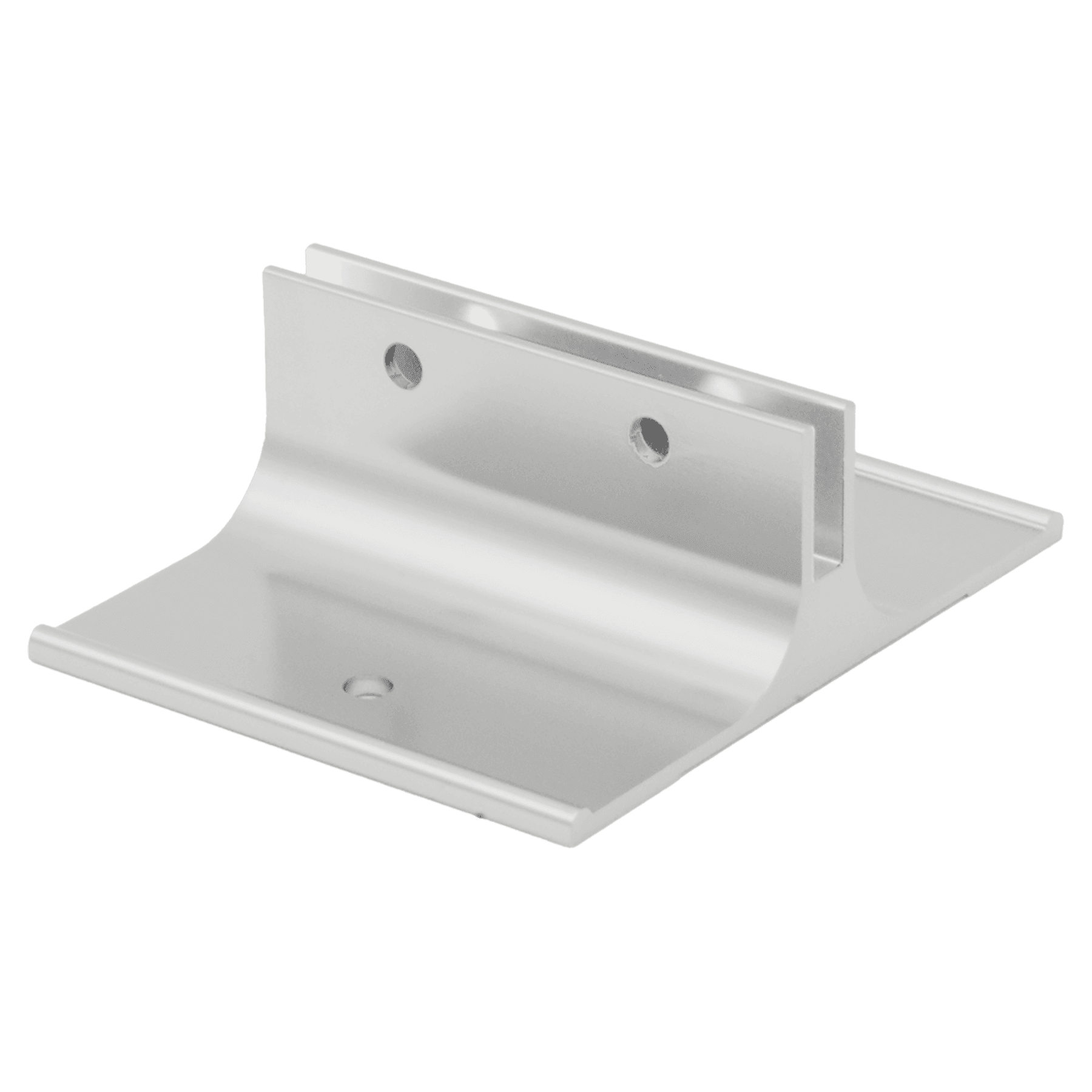 2", Polished Silver, Kota Pro Aluminum Corridor Bracket, Fits 1/8" Thick Plastic Insert